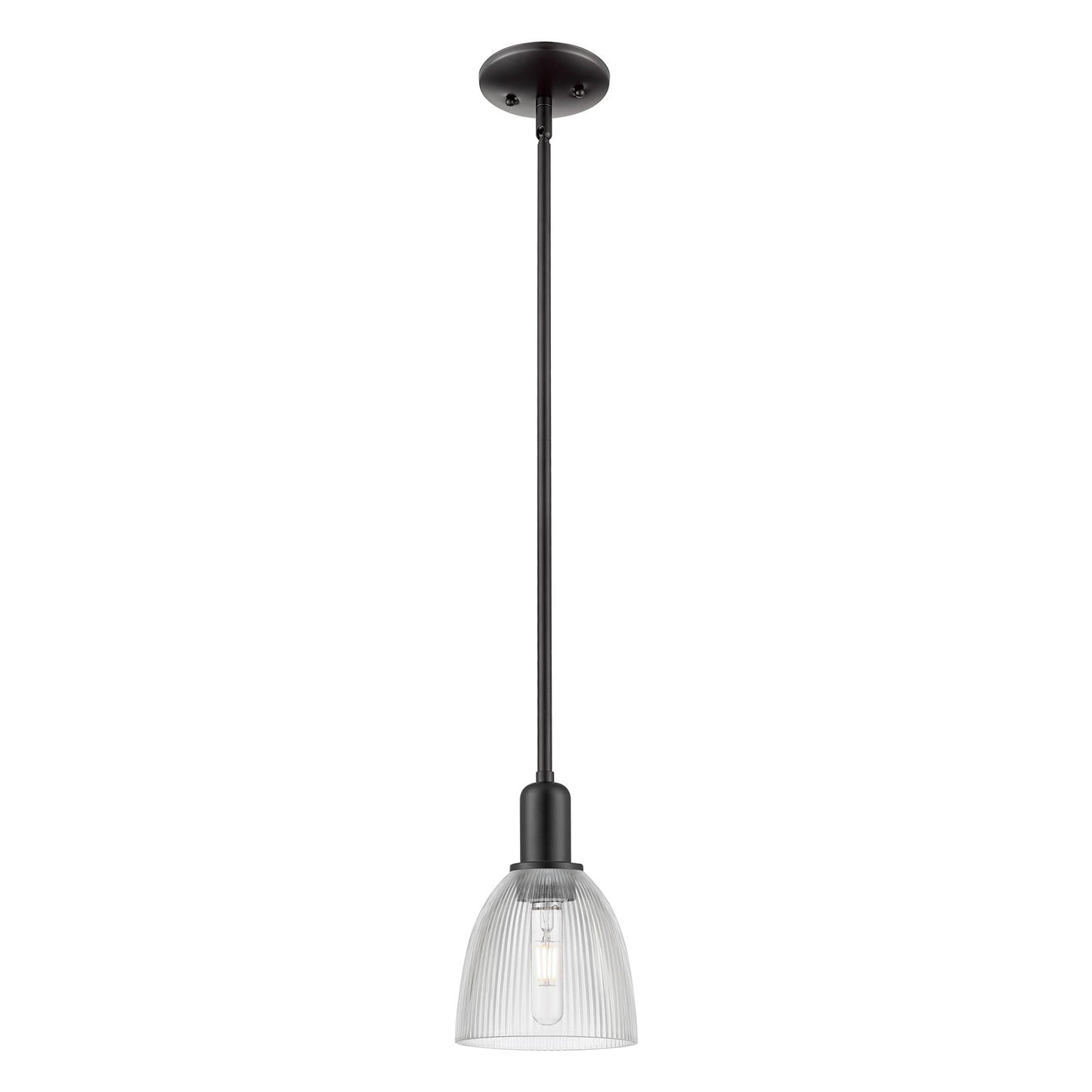 Innovations Castile 6in 1-Light Mini Pendant | Industrial Matte Black Steel and Clear Glass | Kitchen Island & Dining Room | 6 x 6 | Model 716-1S-BK-G382
