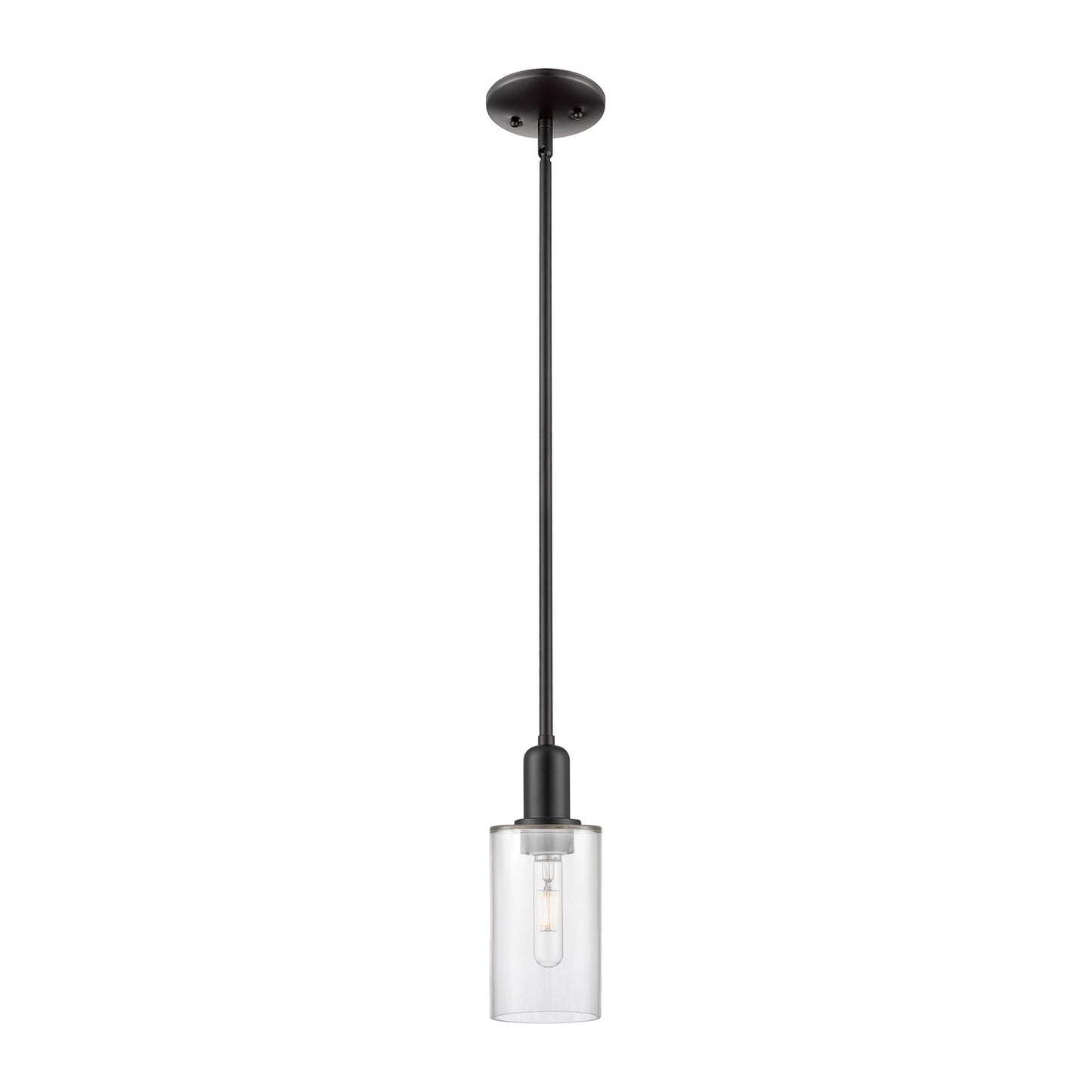 Innovations Clymer 4in 1-Light Mini Pendant | Industrial Matte Black Steel and Clear Glass | Kitchen Island | 3.88 x 3.88 x 9.5 in | Model 716-1S-BK-G802