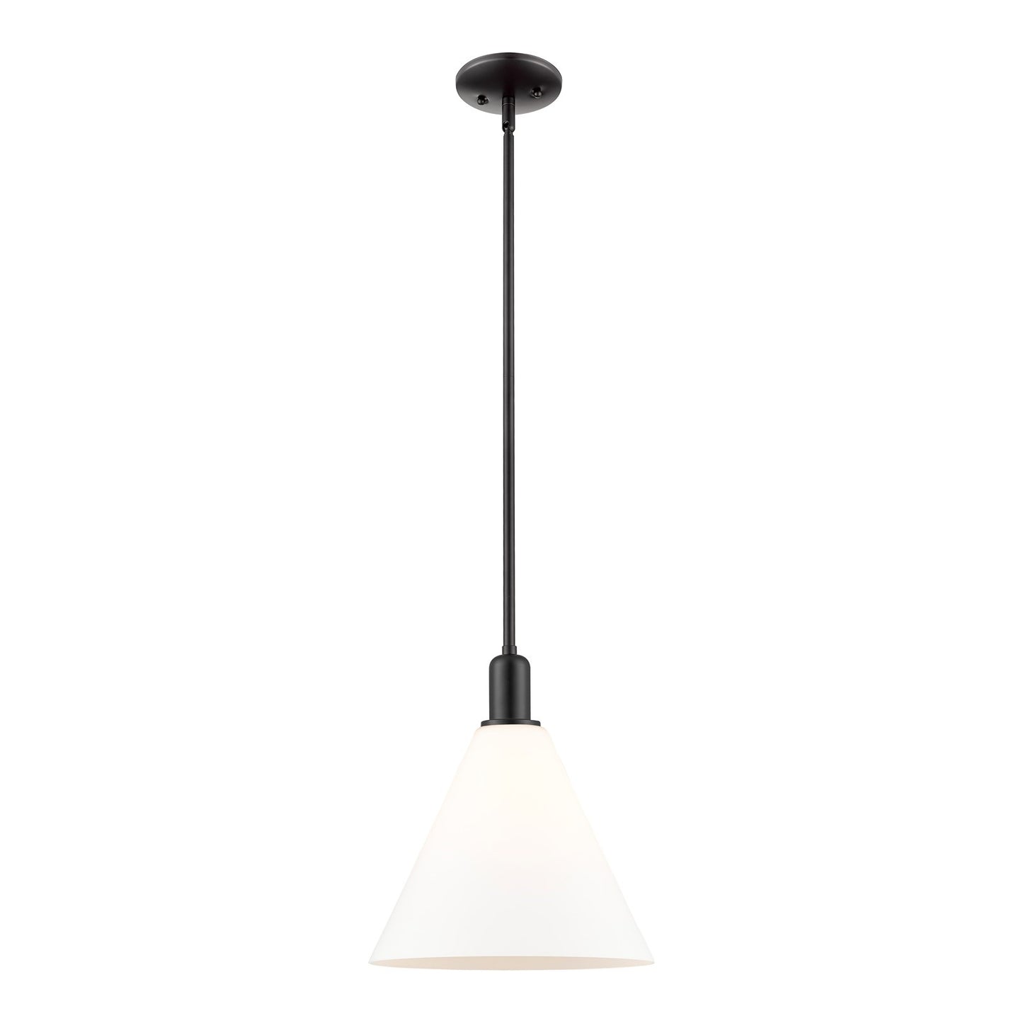 Innovations Berkshire Glass 12in 1-Light Mini Pendant | Industrial Matte Black Steel and Matte White Glass | Kitchen Island & | Model 716-1S-BK-GBC-121