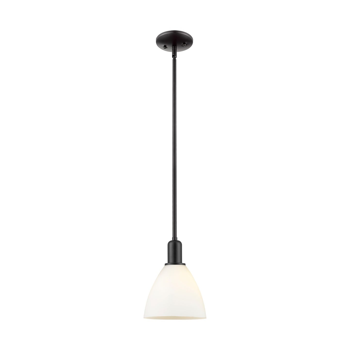 Innovations Bristol 8in 1-Light Mini Pendant | Industrial Matte Black Steel and Matte White Glass | Kitchen Island | 7.5 x 7.5 x | Model 716-1S-BK-GBD-751