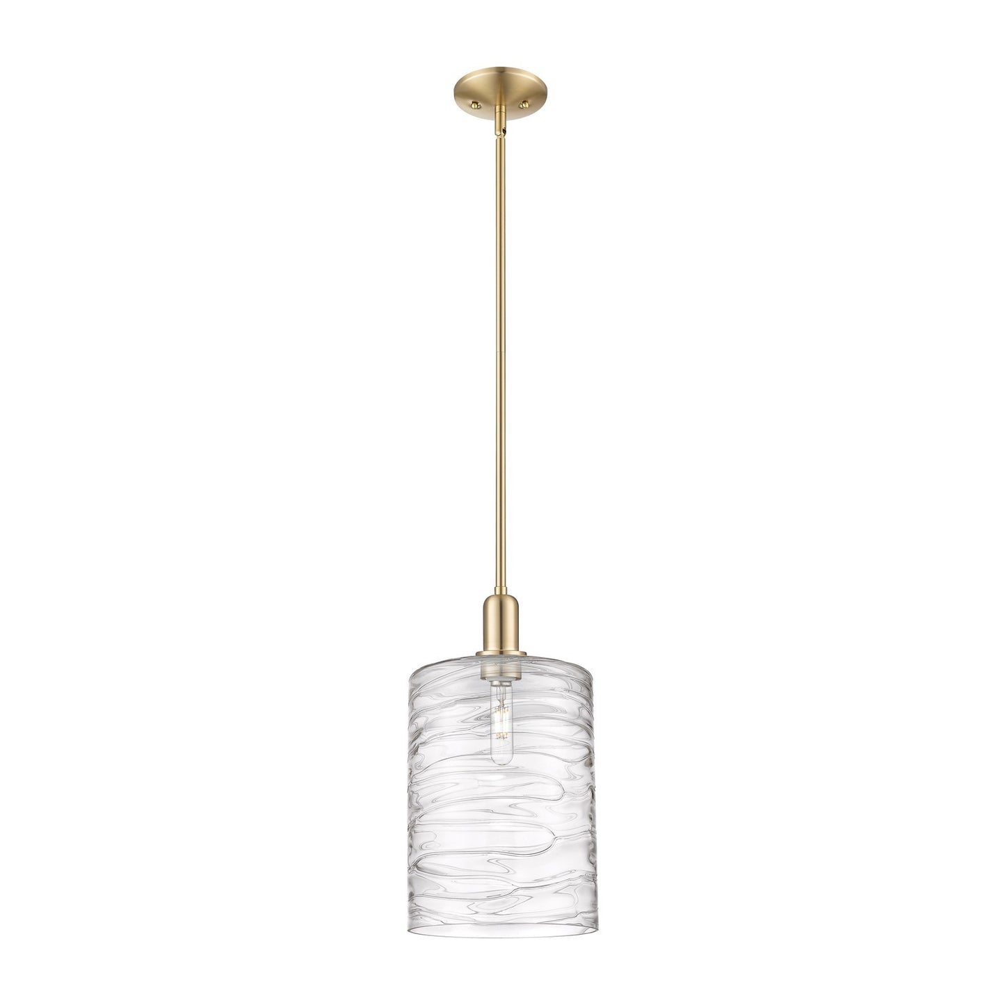 Innovations Cobbleskill 9in 1-Light Mini Pendant | Industrial Champagne Bronze Steel and Deco Swirl Glass | Kitchen Island & | Model 716-1S-CB-G1113-L
