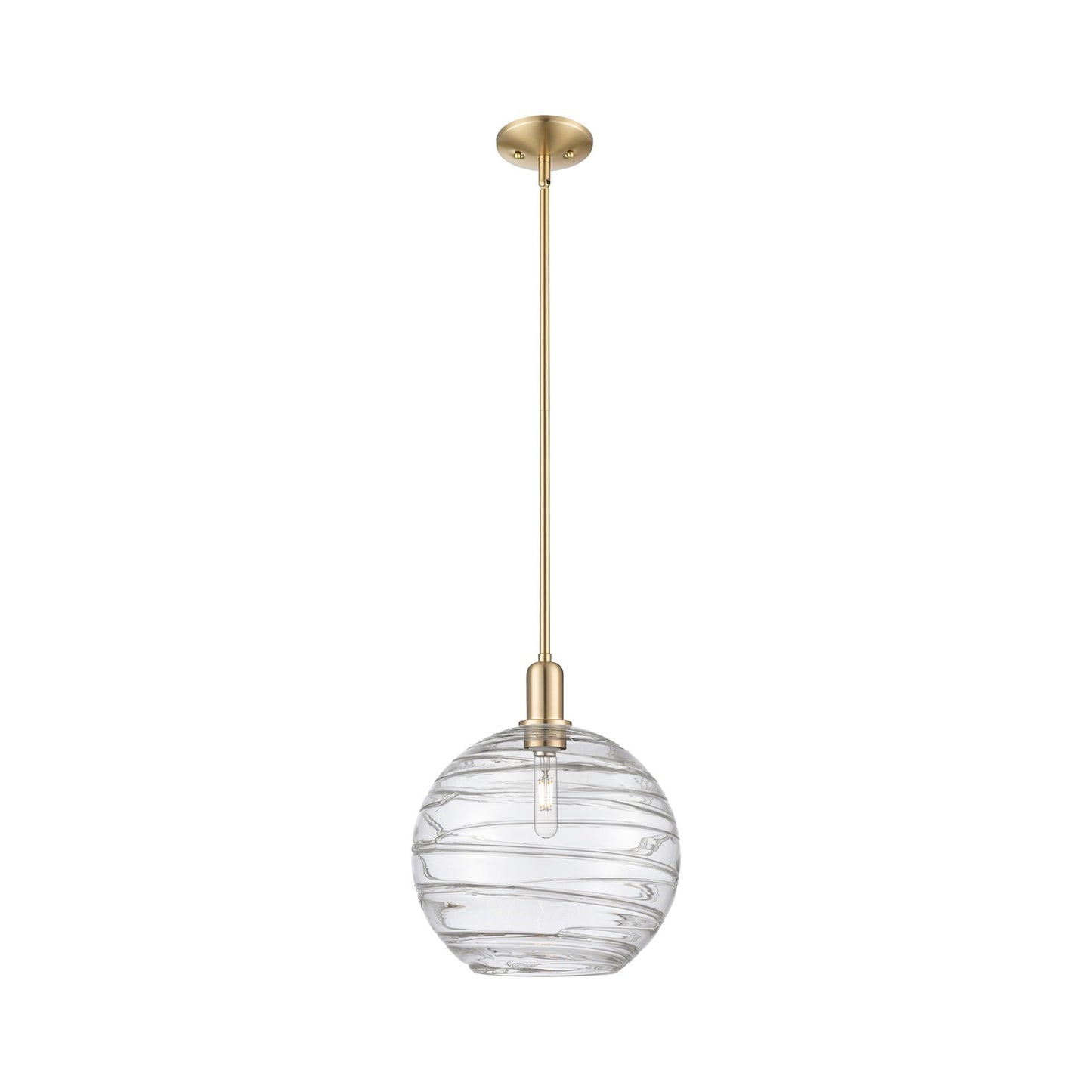 Innovations Athens Deco Swirl 12in 1-Light Mini Pendant | Industrial Champagne Bronze Steel and Clear Deco Swirl Glass | Model 716-1S-CB-G1213-12CL
