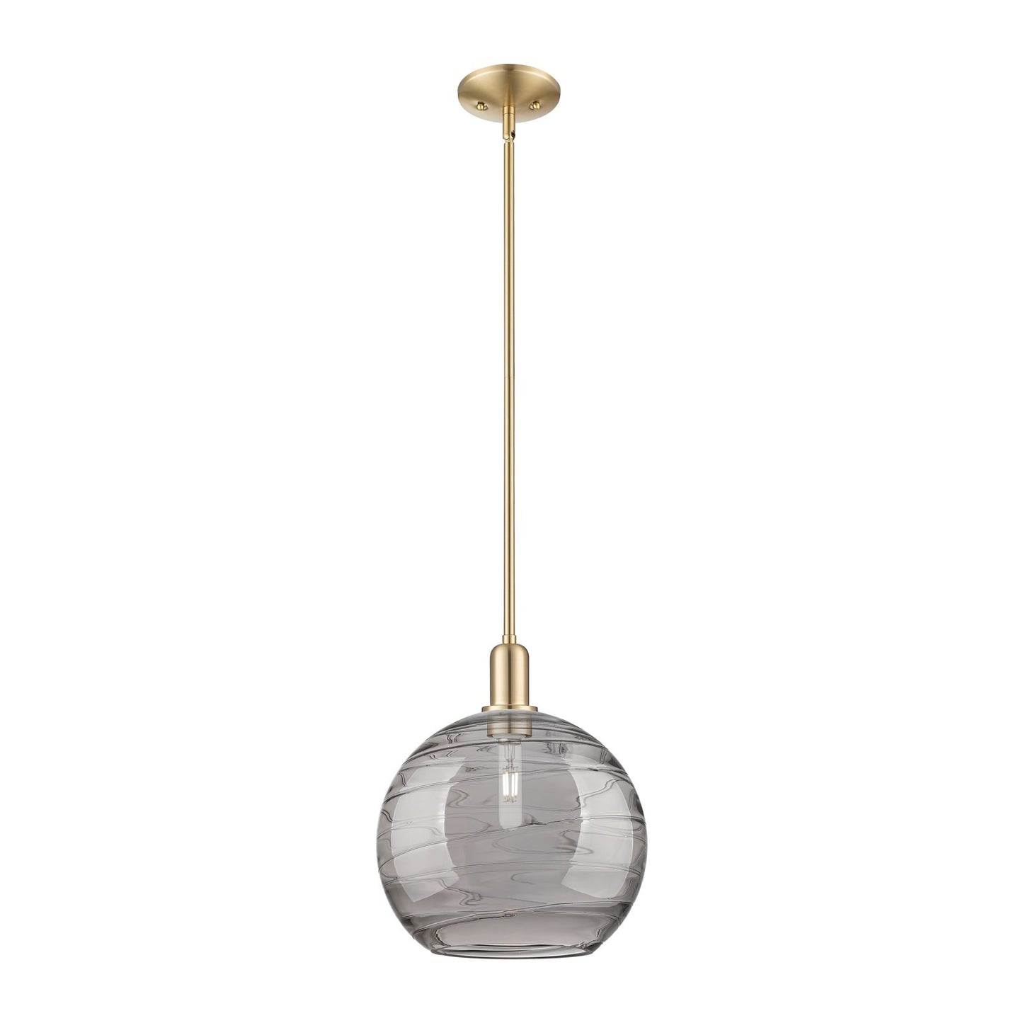 Innovations Athens Deco Swirl 12in 1-Light Mini Pendant | Industrial Champagne Bronze Steel and Light Smoke Glass | Kitchen | Model 716-1S-CB-G1213-12SM