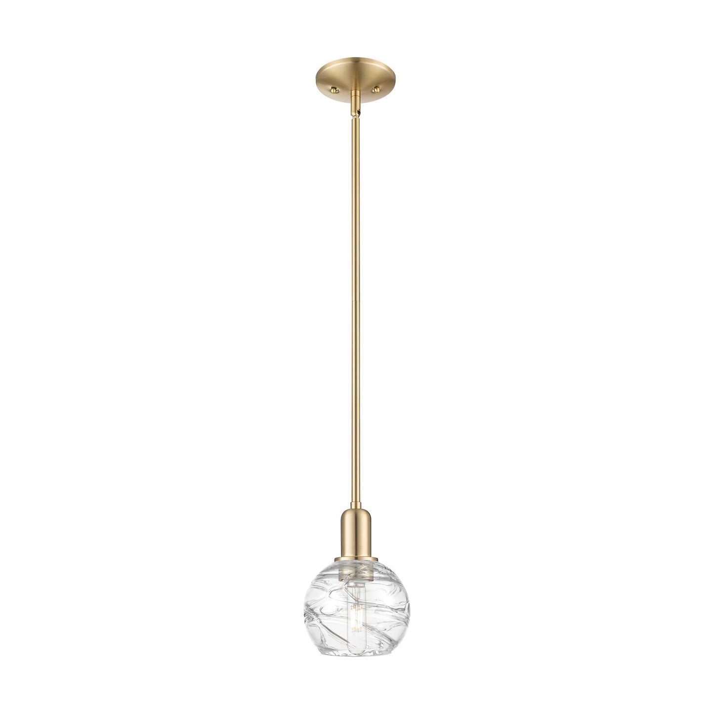 Innovations Athens Deco Swirl 6in 1-Light Mini Pendant | Industrial Champagne Bronze Steel and Clear Glass | Kitchen Island & | Model 716-1S-CB-G1213-6CL