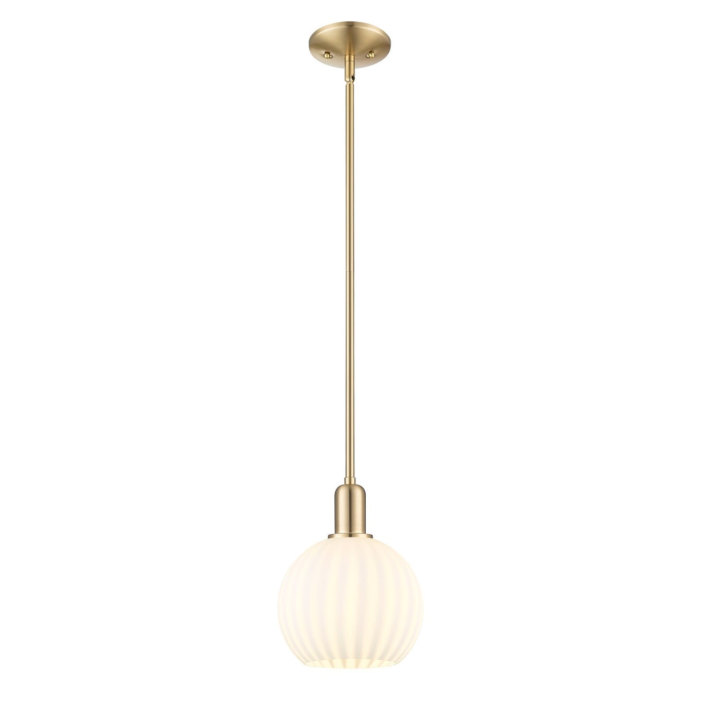 Innovations Lighting Arcadia 8in 1-Light Mini Pendant | Industrial Champagne Bronze Steel and White Venetian Glass | Kitchen | Model 716-1S-CB-G1217-8WV