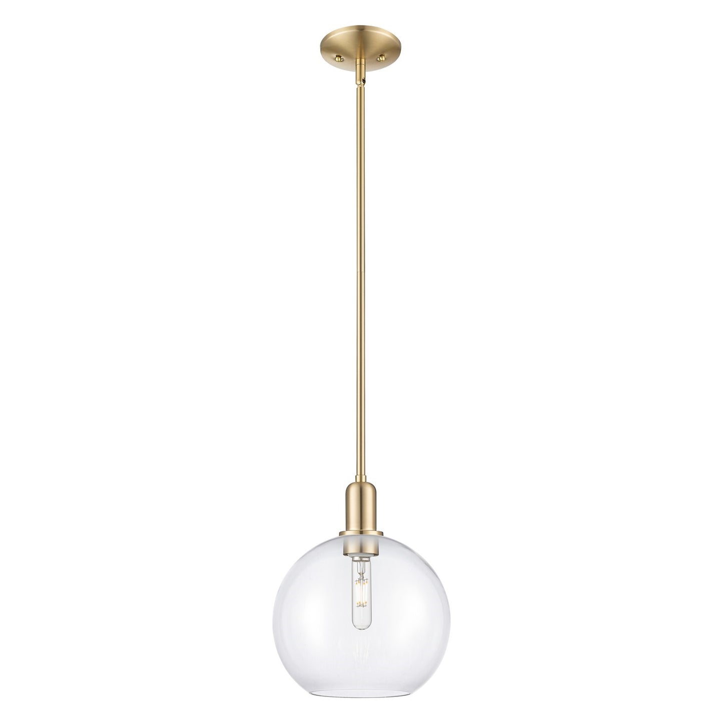 Innovations Athens 10in 1-Light Mini Pendant | Industrial Champagne Bronze Steel and Clear Glass | Kitchen Island & Dining Room | Model 716-1S-CB-G122-10