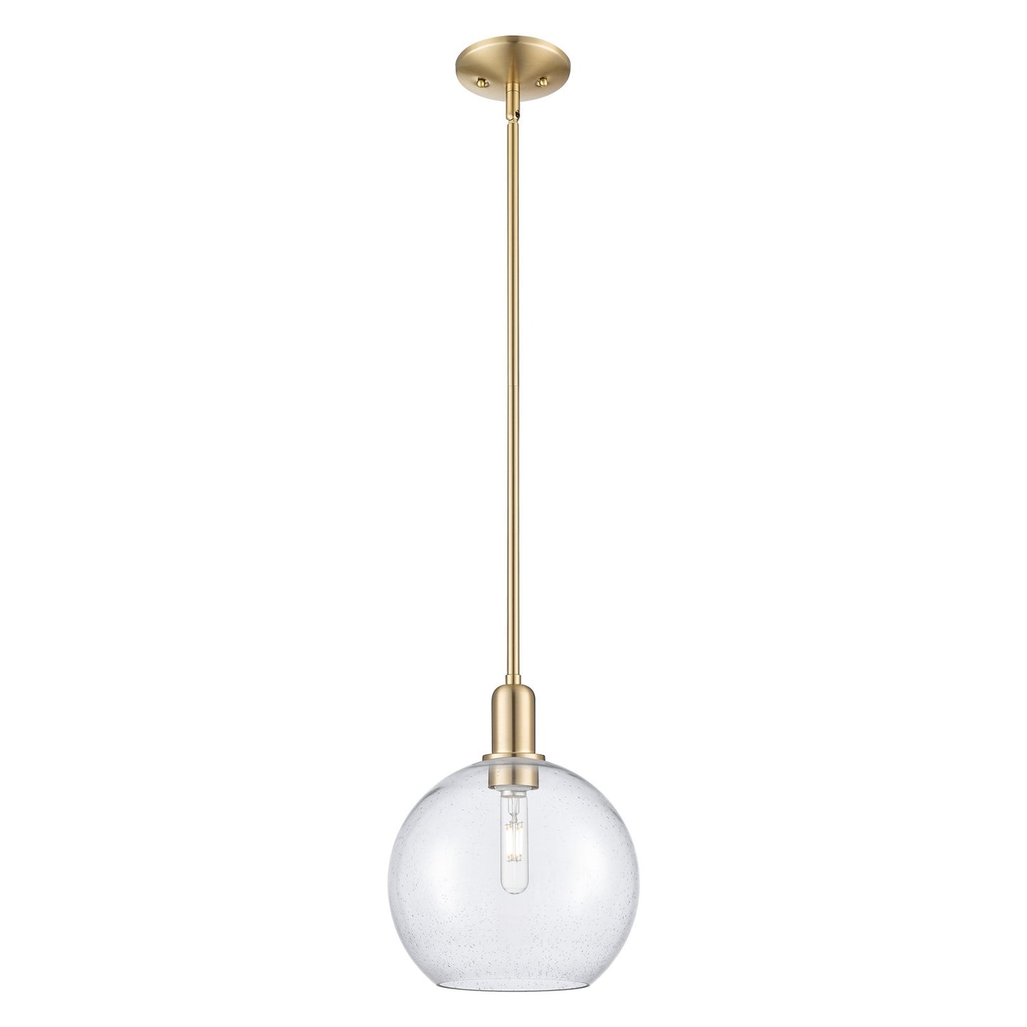 Innovations Athens 10in 1-Light Mini Pendant | Industrial Champagne Bronze Steel and Seedy Glass | Kitchen Island & Dining Room | Model 716-1S-CB-G124-10