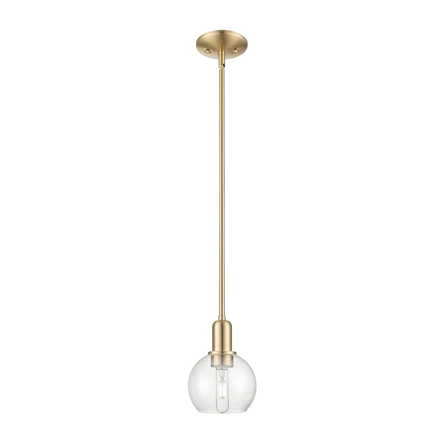 Innovations Athens 6in 1-Light Mini Pendant | Industrial Champagne Bronze Steel and Seedy Glass | Kitchen Island & Dining Room | Model 716-1S-CB-G124-6
