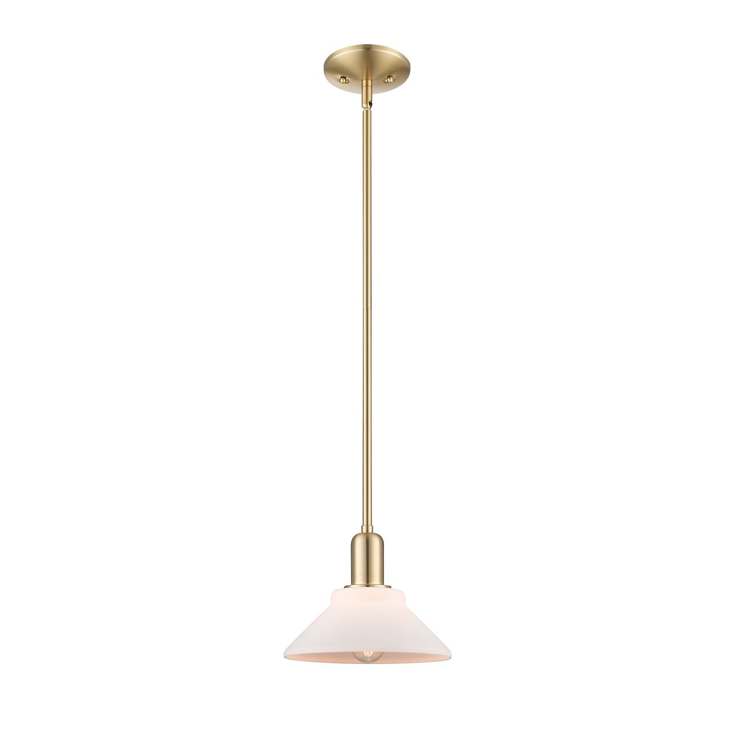 Innovations Orwell 8in 1-Light Mini Pendant | Industrial Champagne Bronze Steel and Matte White Glass | Kitchen Island & Dining | Model 716-1S-CB-G131