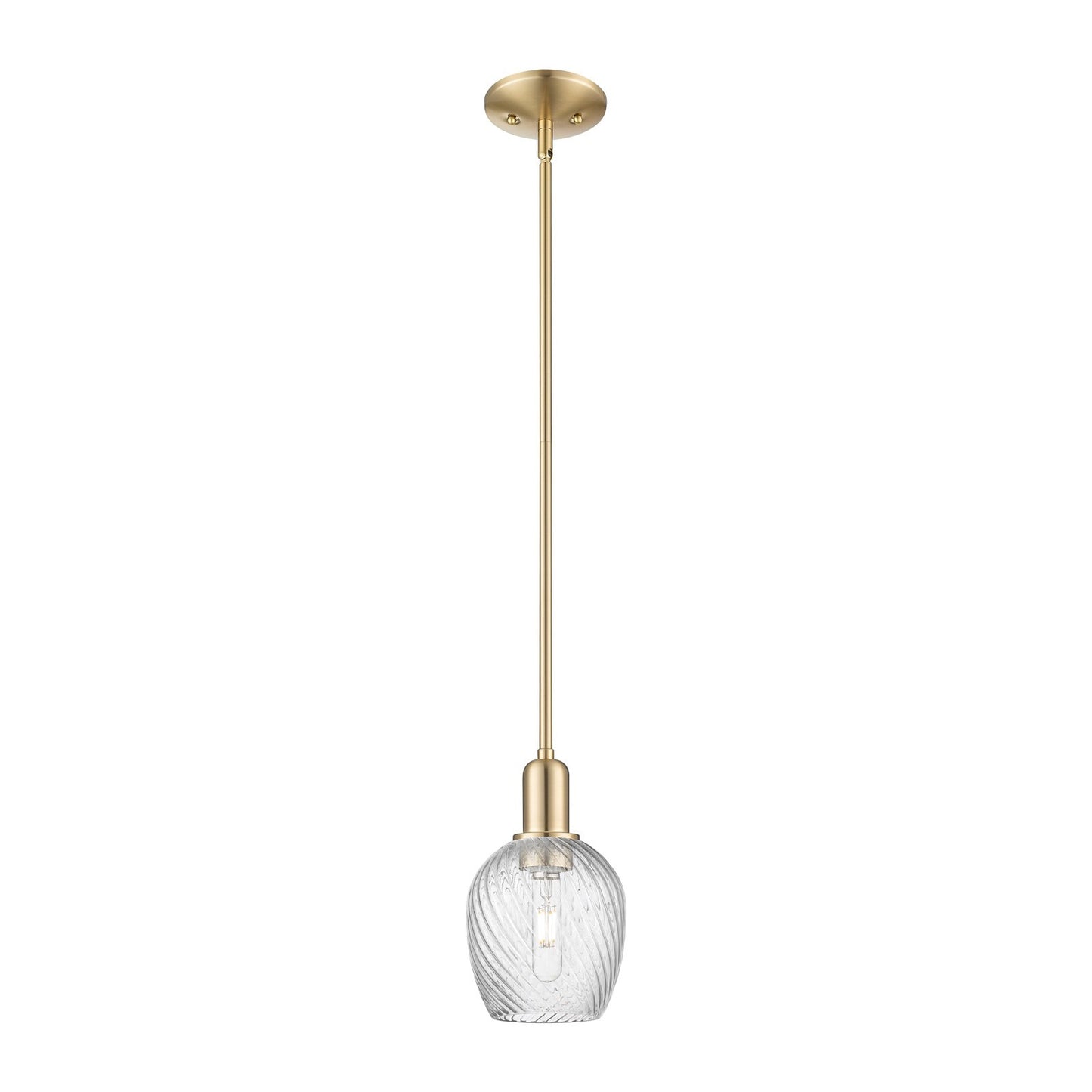 Innovations Salina 6in 1-Light Mini Pendant | Industrial Champagne Bronze Steel and Clear Spiral Fluted Glass | Kitchen Island & | Model 716-1S-CB-G292