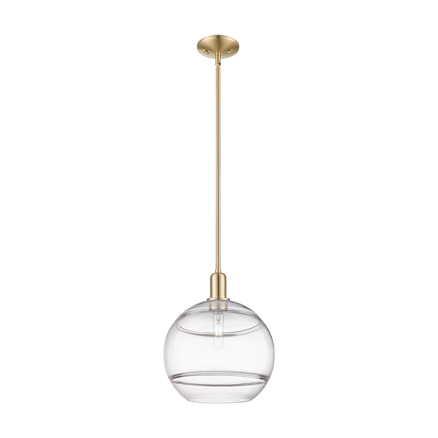 Innovations Rochester 12in 1-Light Mini Pendant | Industrial Champagne Bronze Steel and Clear Glass | Kitchen Island & Dining | Model 716-1S-CB-G556-12CL