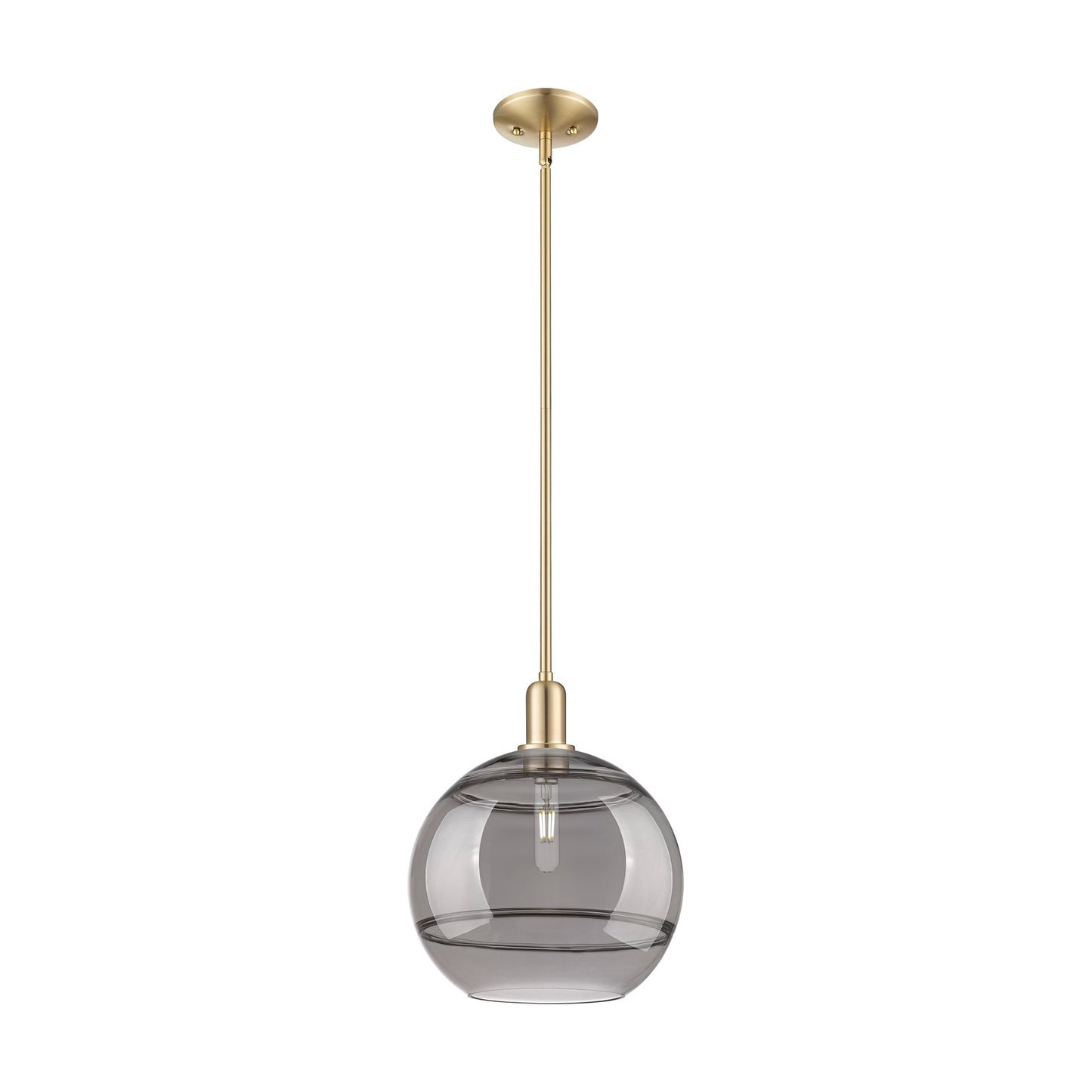 Innovations Rochester 12in 1-Light Mini Pendant | Industrial Champagne Bronze Steel and Light Smoke Glass | Kitchen Island & | Model 716-1S-CB-G556-12SM