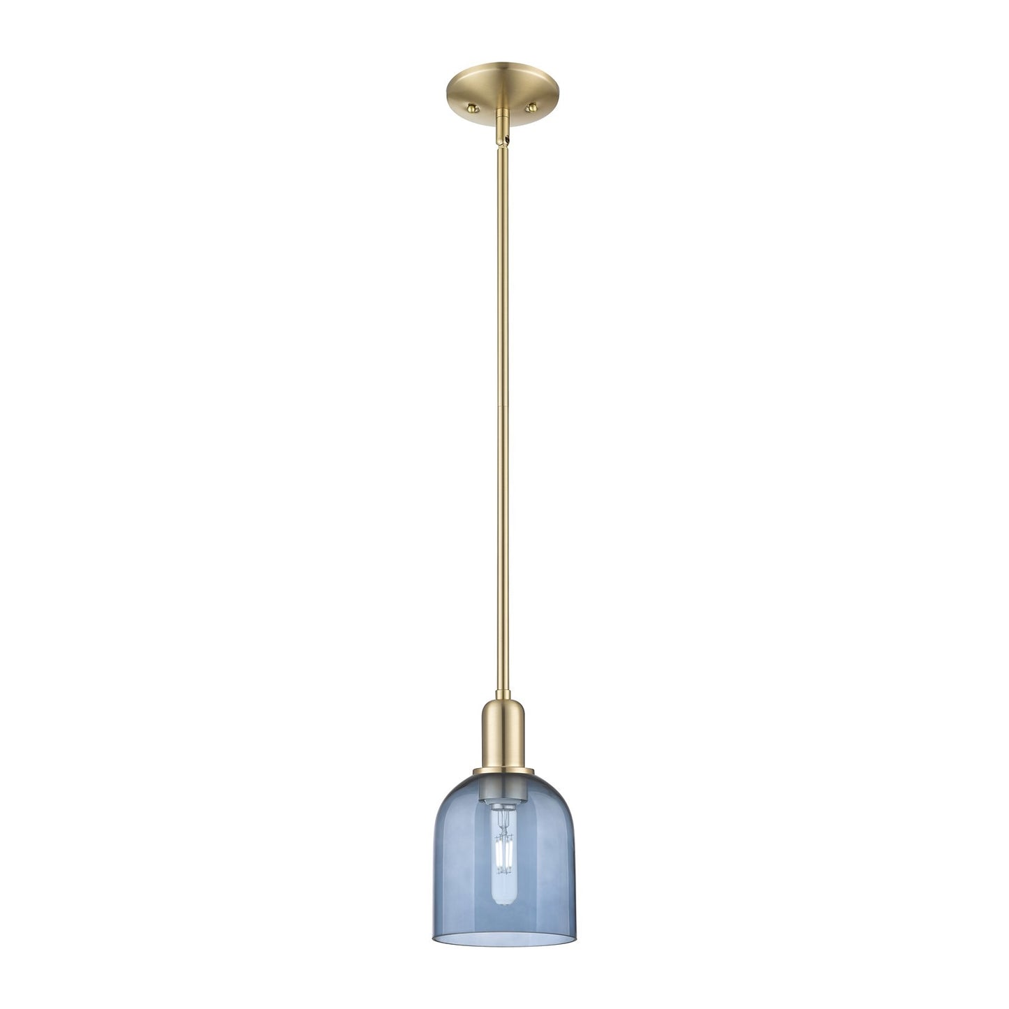 Innovations Bella 6in 1-Light Mini Pendant | Industrial Champagne Bronze Steel and Blue Glass | Kitchen Island & Dining Room | Model 716-1S-CB-G558-6BL