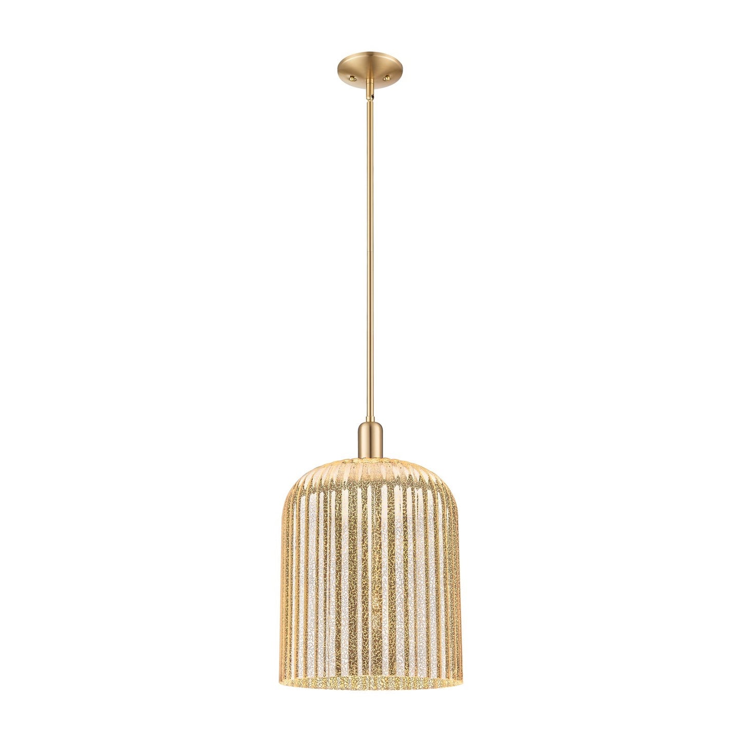 Innovations Bridal Veil 12in 1-Light Mini Pendant | Industrial Champagne Bronze Steel and Mercury Ribbed Glass | Kitchen | Model 716-1S-CB-G559-12ME