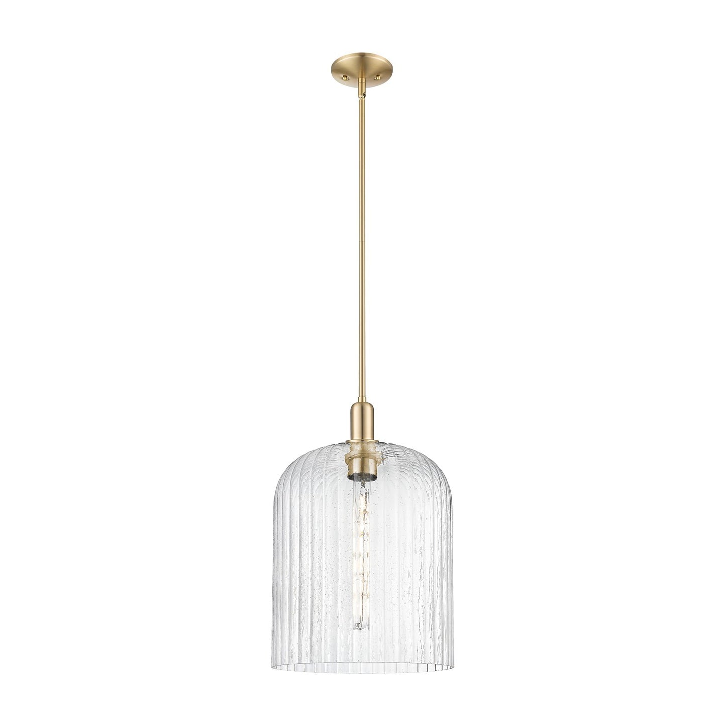 Innovations Bridal Veil 12in 1-Light Mini Pendant | Industrial Champagne Bronze Steel and Seedy Ribbed Glass | Kitchen Island | Model 716-1S-CB-G559-12SDY