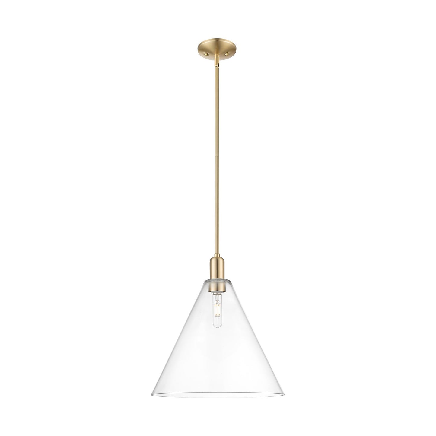 Innovations Berkshire Glass 16in 1-Light Mini Pendant | Industrial Champagne Bronze Steel and Clear Cone Glass | Kitchen Island | Model 716-1S-CB-GBC-162