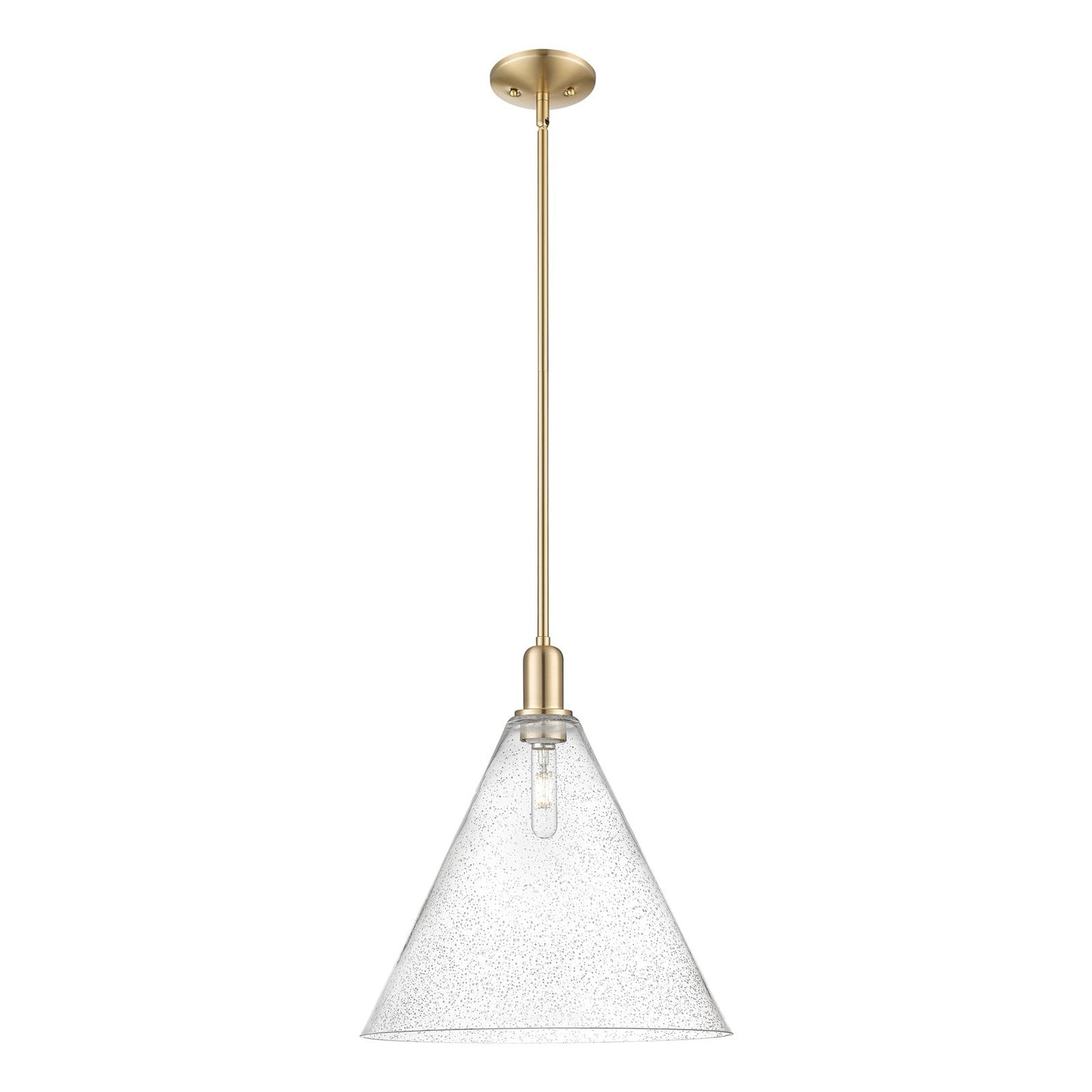 Innovations Berkshire Glass 16in 1-Light Mini Pendant | Industrial Champagne Bronze Steel and Seedy Glass | Kitchen Island & | Model 716-1S-CB-GBC-164