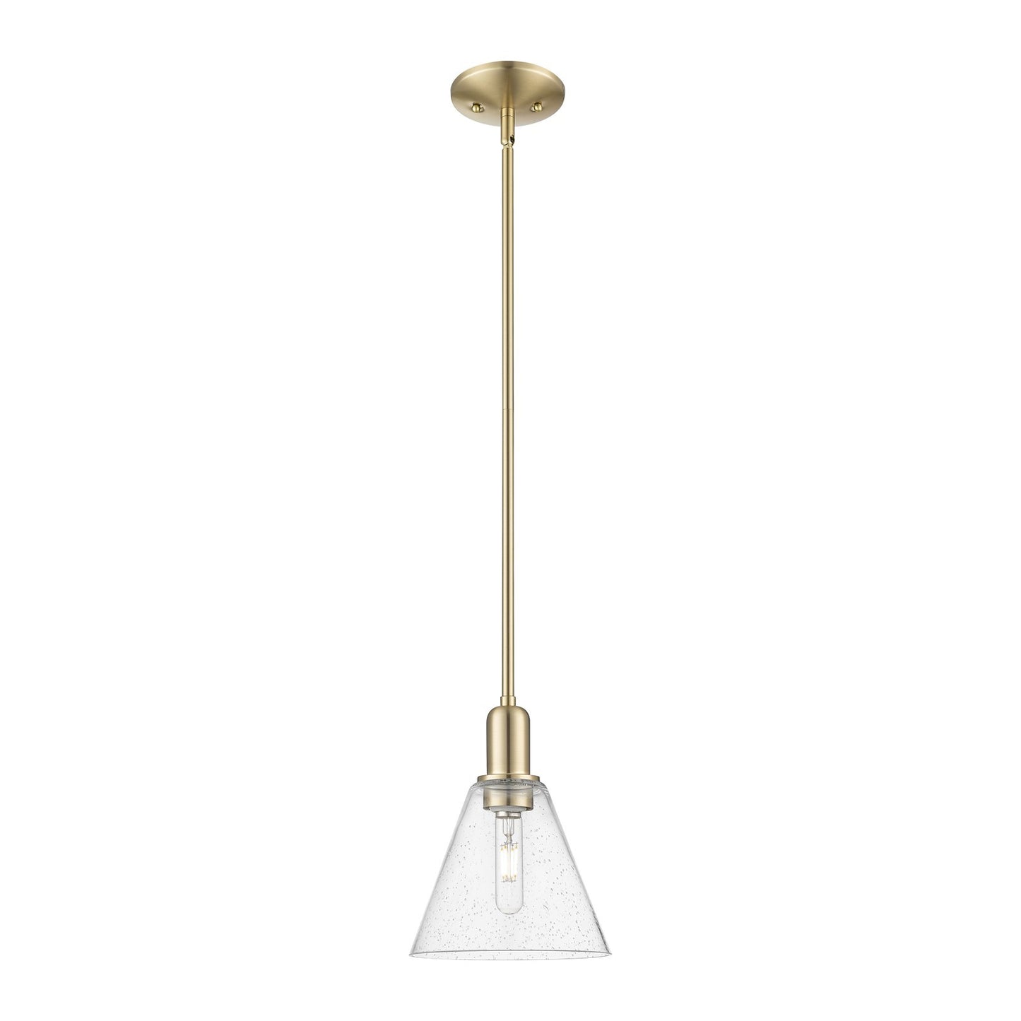 Innovations Berkshire Glass 8in 1-Light Mini Pendant | Industrial Champagne Bronze Steel and Seedy Glass | Kitchen Island & | Model 716-1S-CB-GBC-84