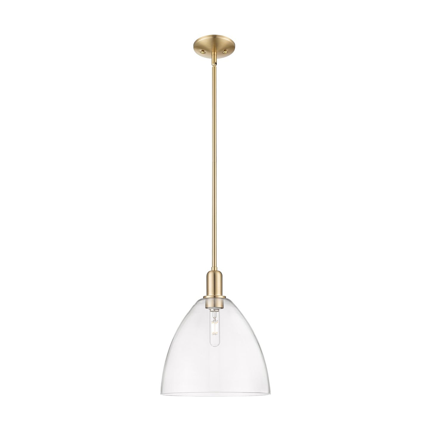 Innovations Bristol 12in 1-Light Mini Pendant | Industrial Champagne Bronze Steel and Clear Glass | Kitchen Island & Dining Room | Model 716-1S-CB-GBD-122