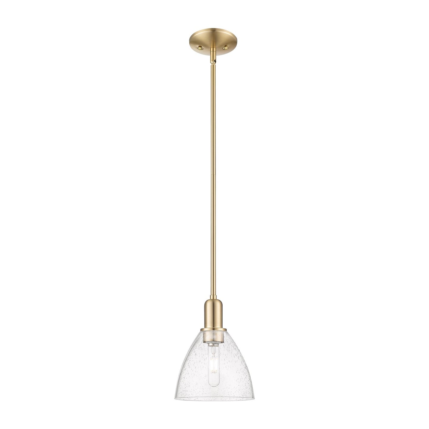Innovations Bristol 8in 1-Light Mini Pendant | Industrial Champagne Bronze Steel and Seedy Glass | Kitchen Island & Dining Room | Model 716-1S-CB-GBD-754
