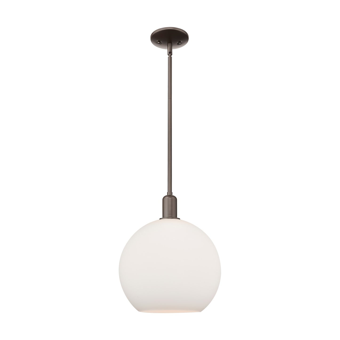 Innovations Athens 12in 1-Light Mini Pendant | Industrial Oil Rubbed Bronze and Matte White Glass | Kitchen Island & Dining Room | Model 716-1S-OB-G121-12