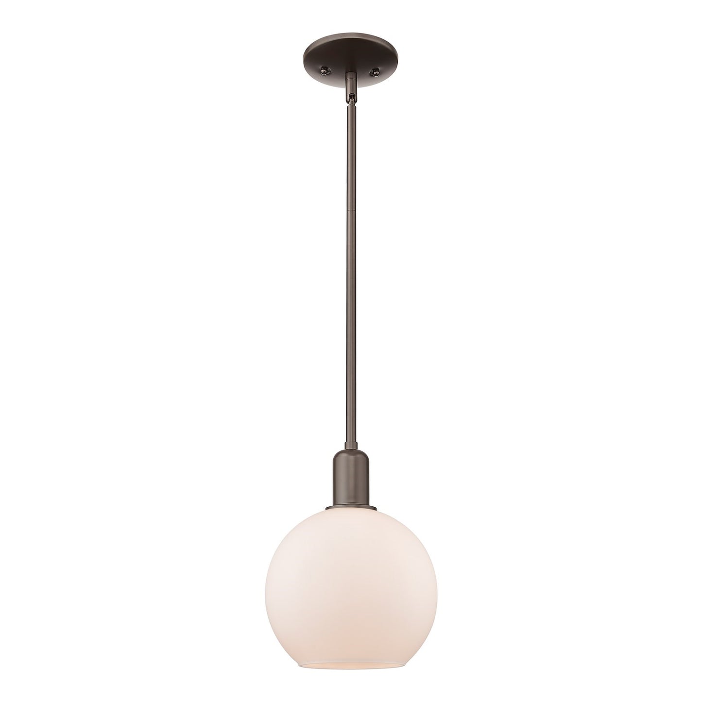 Innovations Athens 8in 1-Light Mini Pendant | Industrial Oil Rubbed Bronze and Matte White Glass | Kitchen Island & Dining Room | Model 716-1S-OB-G121-8