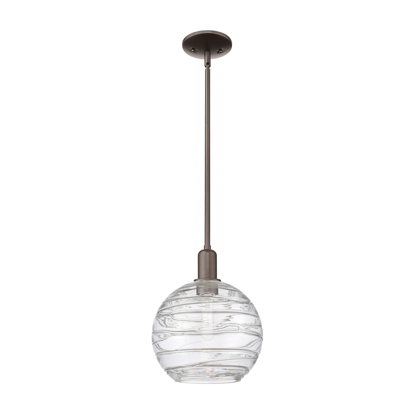 Innovations Athens Deco Swirl 10in 1-Light Mini Pendant | Industrial Oil Rubbed Bronze Steel and Clear Glass | Kitchen Island | Model 716-1S-OB-G1213-10CL