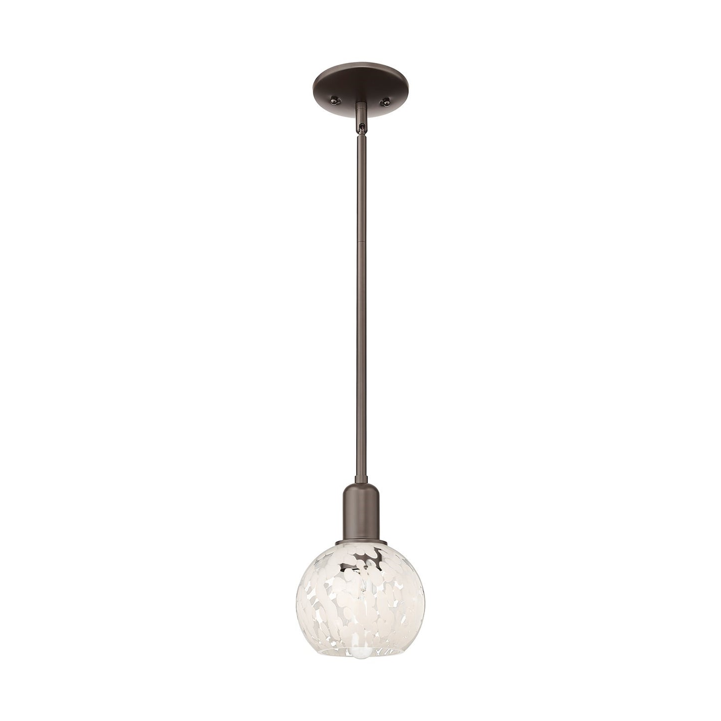Innovations Lighting Arcadia 6in 1-Light Mini Pendant | Industrial Oil Rubbed Bronze and White Mouchette Glass | Kitchen | Model 716-1S-OB-G1216-6WM