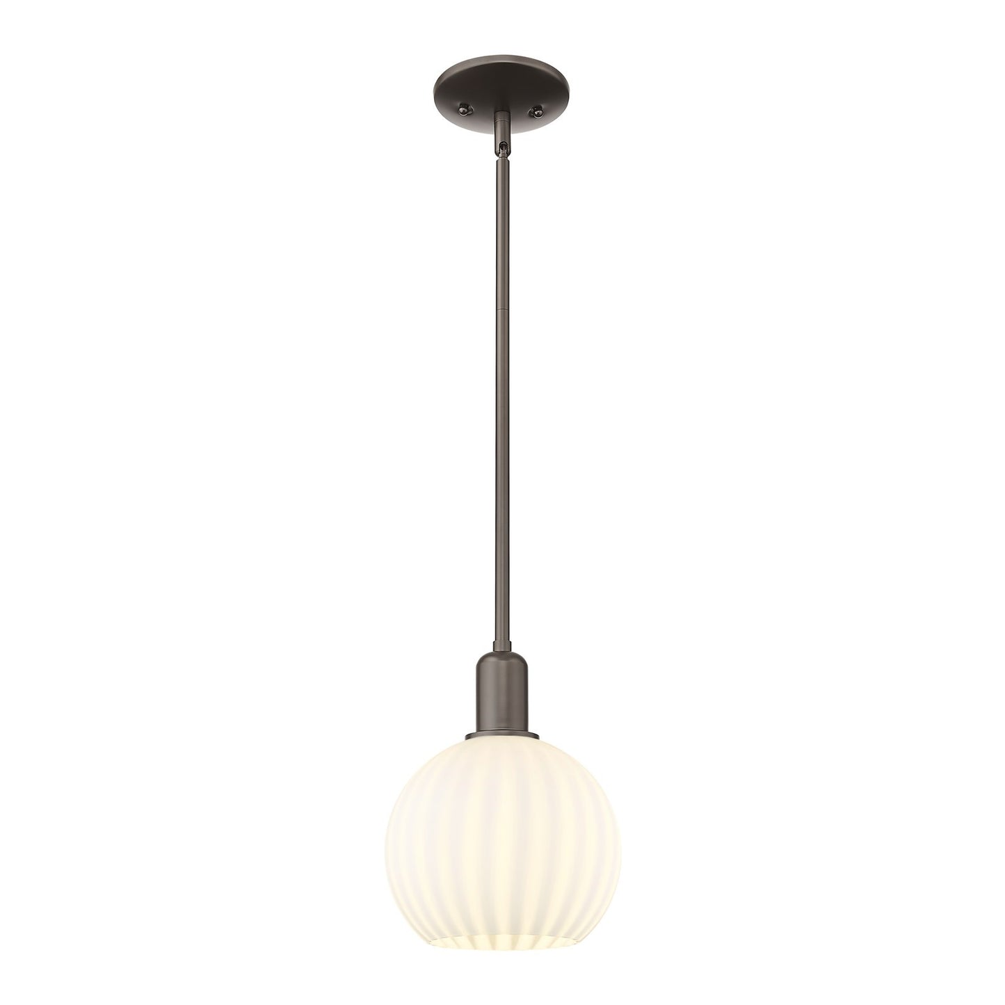 Innovations Lighting Arcadia 8in 1-Light Mini Pendant | Industrial Oil Rubbed Bronze and White Venetian Glass | Kitchen Island | Model 716-1S-OB-G1217-8WV