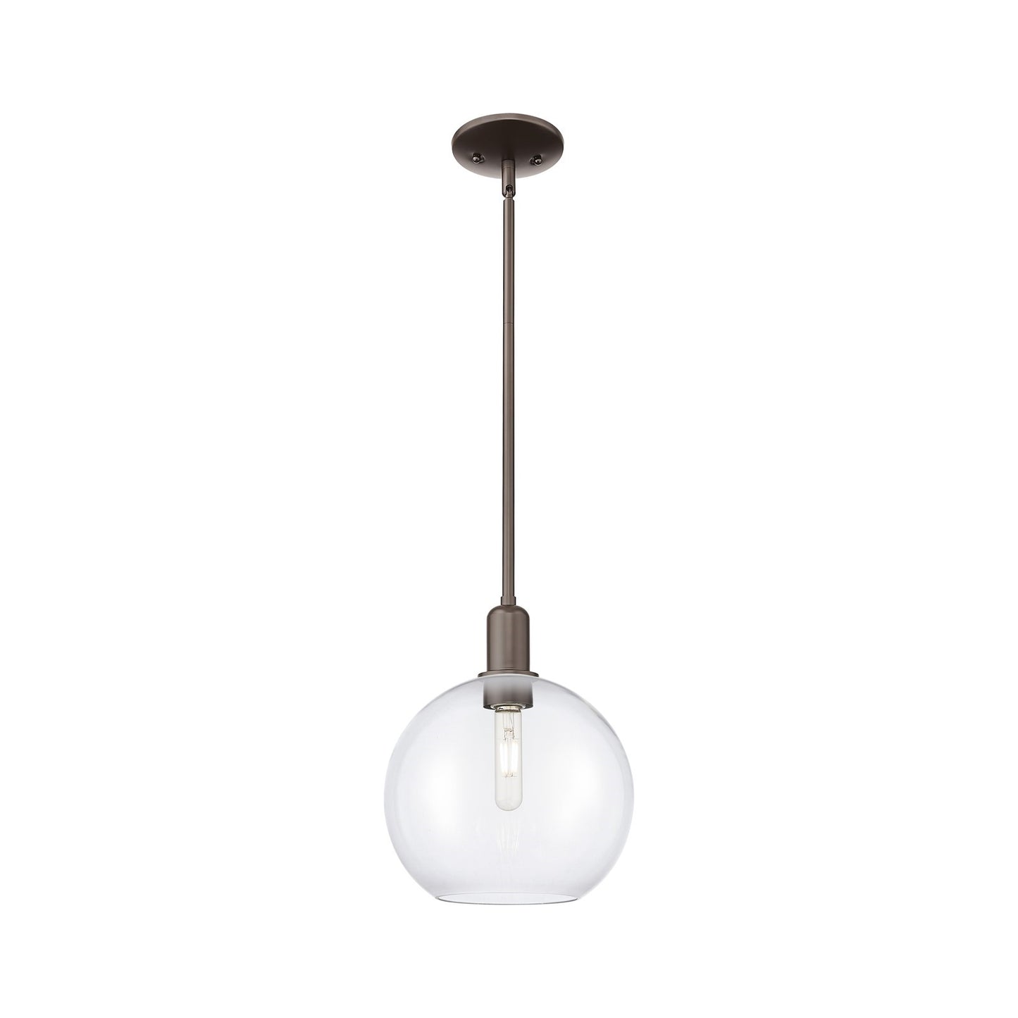 Innovations Athens 10in 1-Light Mini Pendant | Industrial Oil Rubbed Bronze Steel and Clear Glass | Kitchen Island & Dining Room | Model 716-1S-OB-G122-10