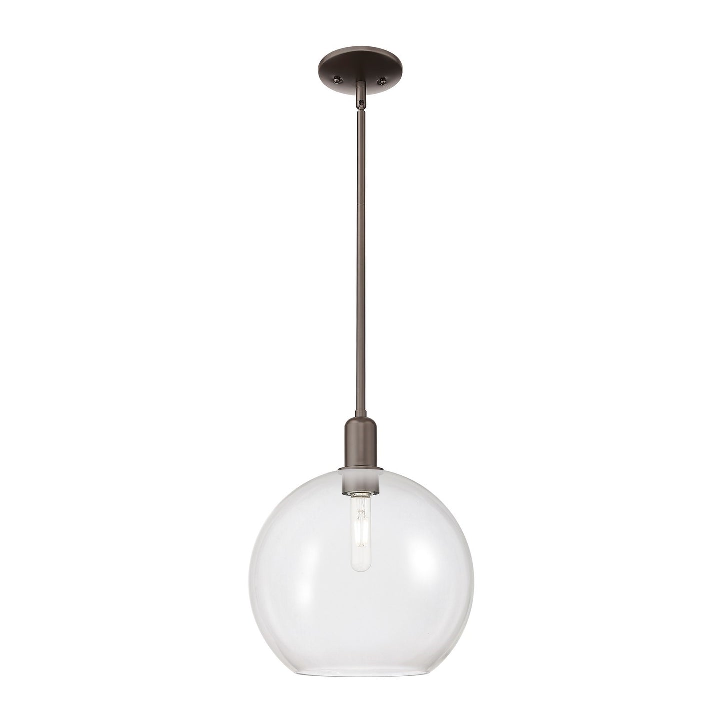 Innovations Athens 12in 1-Light Mini Pendant | Industrial Oil Rubbed Bronze Steel and Clear Glass | Kitchen Island & Dining Room | Model 716-1S-OB-G122-12