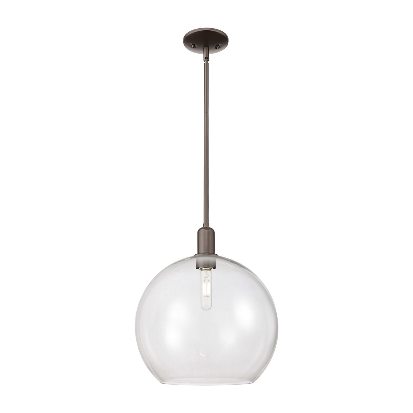 Innovations Athens 14in 1-Light Mini Pendant | Industrial Oil Rubbed Bronze Steel and Clear Glass | Kitchen Island & Dining Room | Model 716-1S-OB-G122-14