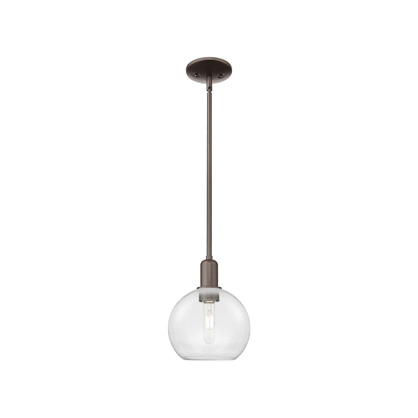 Innovations Athens 8in 1-Light Mini Pendant | Industrial Oil Rubbed Bronze Steel and Clear Glass | Kitchen Island & Dining Room | Model 716-1S-OB-G122-8