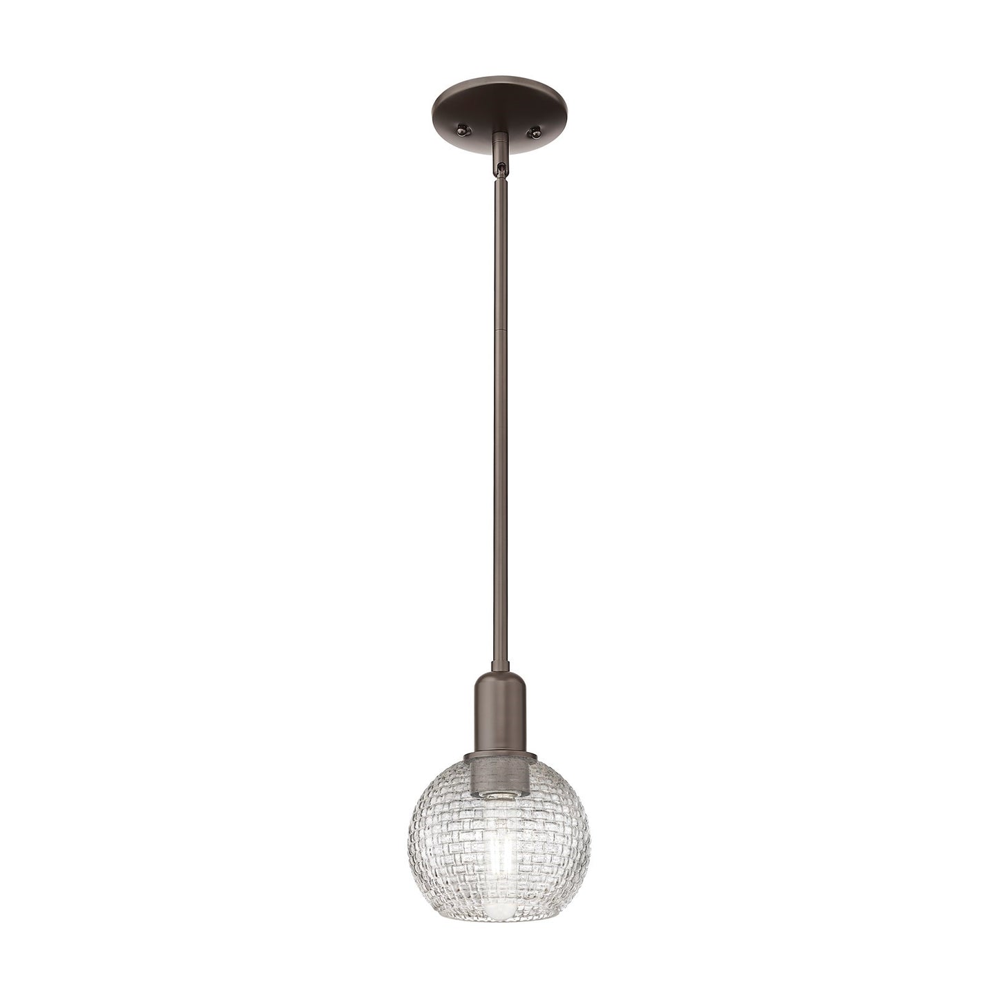 Innovations Athens 6in 1-Light Mini Pendant | Industrial Oil Rubbed Bronze and Clear Basket Weave Glass | Kitchen Island & | Model 716-1S-OB-G122C-6CL