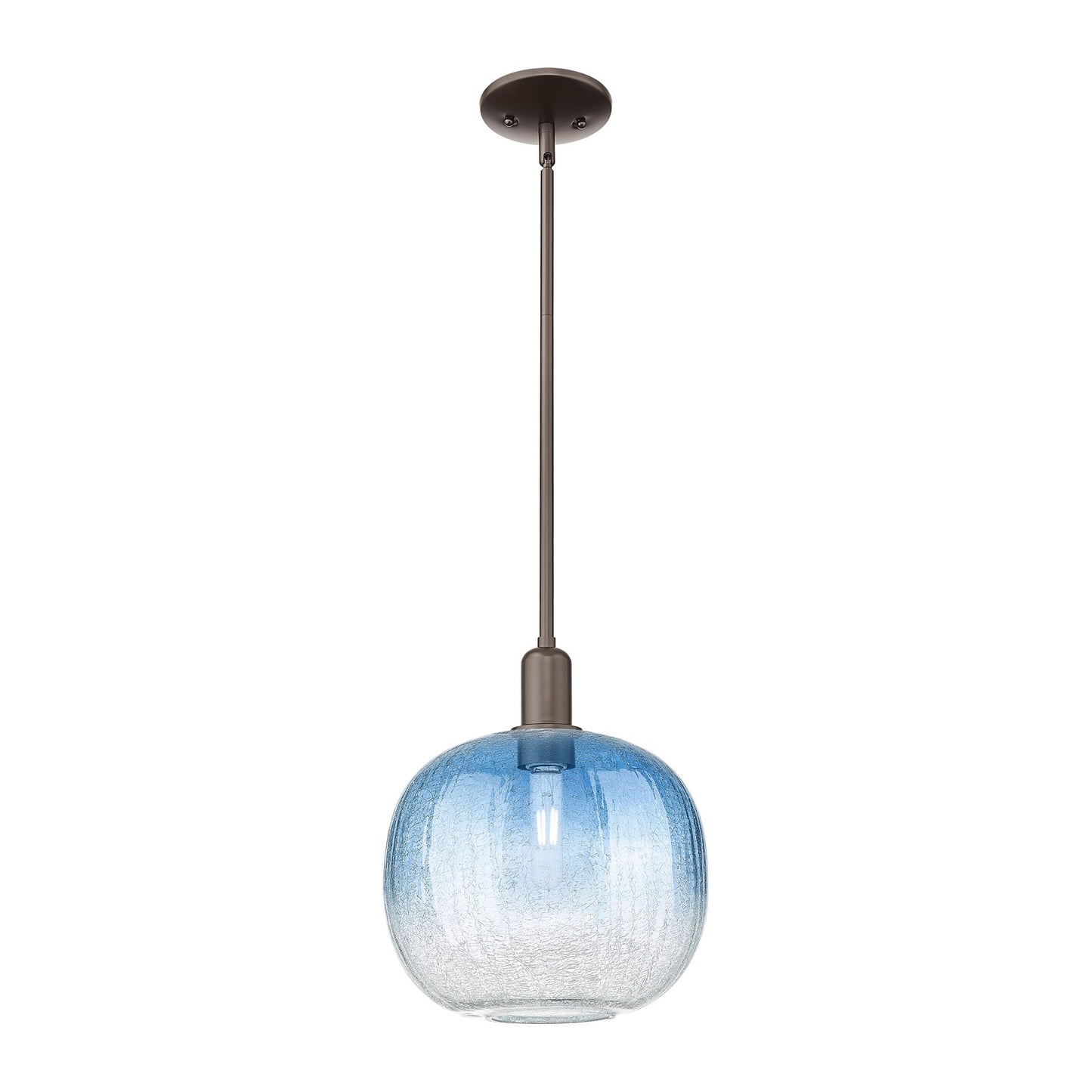Innovations Brookhaven Sphere 10.5in 1-Light Mini Pendant | Industrial Oil Rubbed Bronze and Sapphire Blue Glass | Kitchen | Model 716-1S-OB-G481-10SB