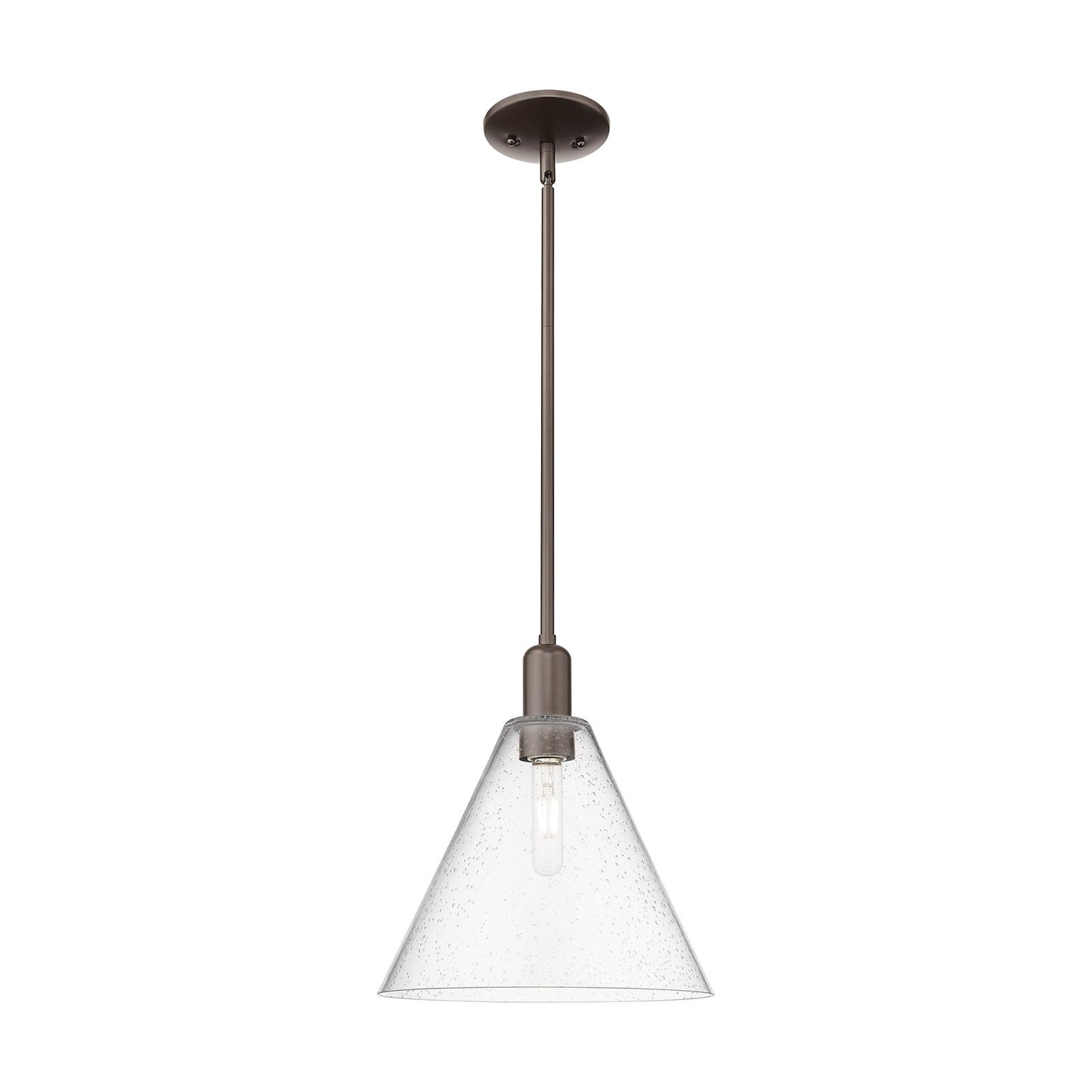 Innovations Berkshire Glass 12in 1-Light Mini Pendant | Industrial Oil Rubbed Bronze Steel and Seedy Glass | Kitchen Island & | Model 716-1S-OB-GBC-124