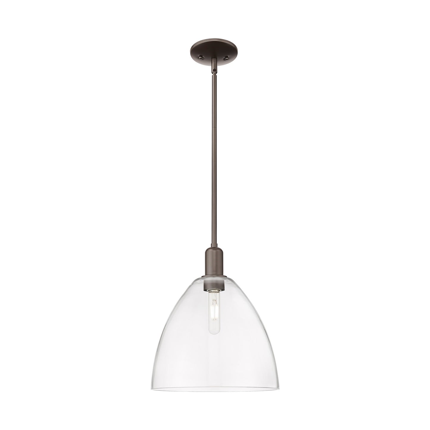 Innovations Bristol 12in 1-Light Mini Pendant | Industrial Oil Rubbed Bronze Steel and Clear Glass | Kitchen Island & Dining | Model 716-1S-OB-GBD-122