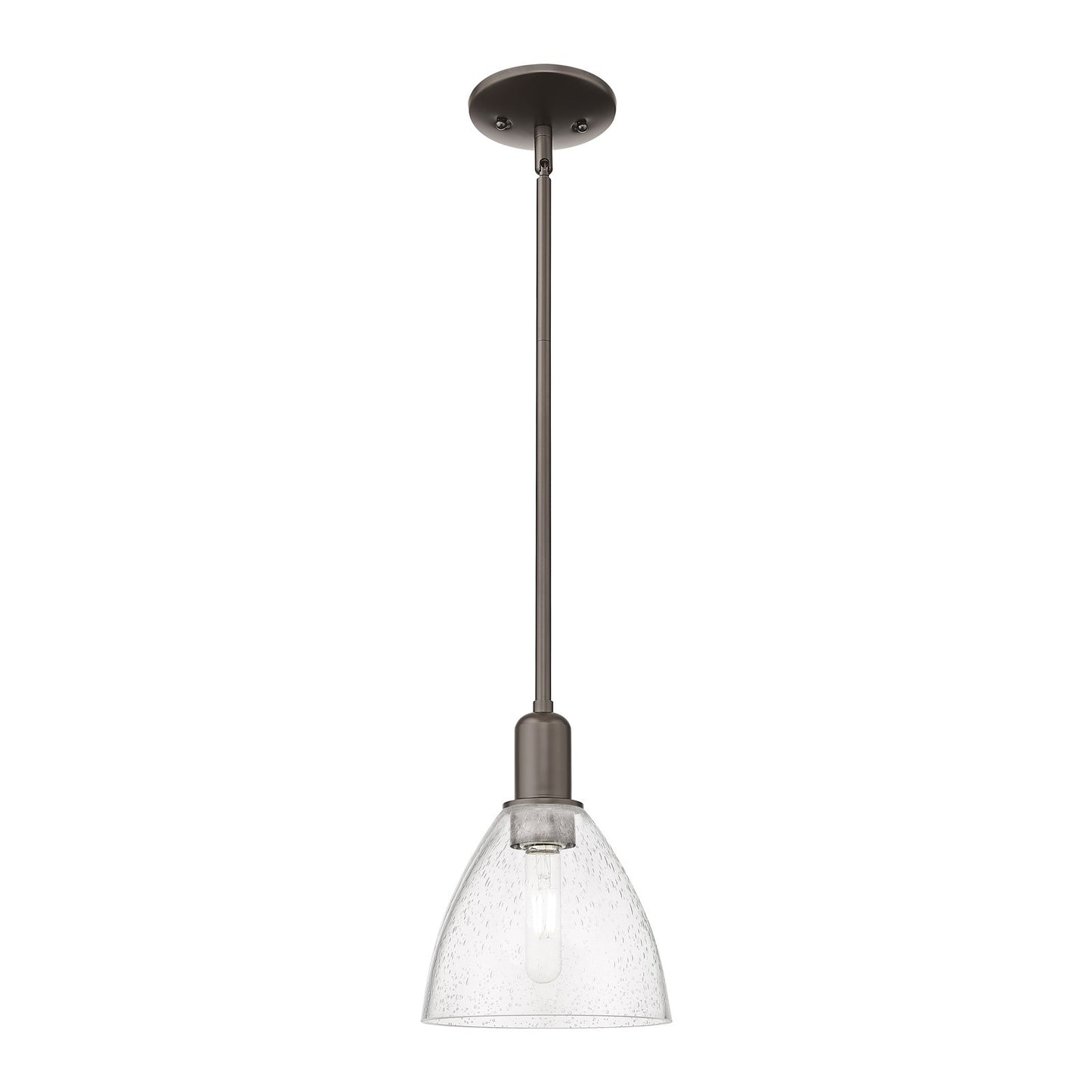Innovations Bristol 7.5in 1-Light Mini Pendant | Industrial Oil Rubbed Bronze Steel and Seedy Glass | Kitchen Island & Dining | Model 716-1S-OB-GBD-754