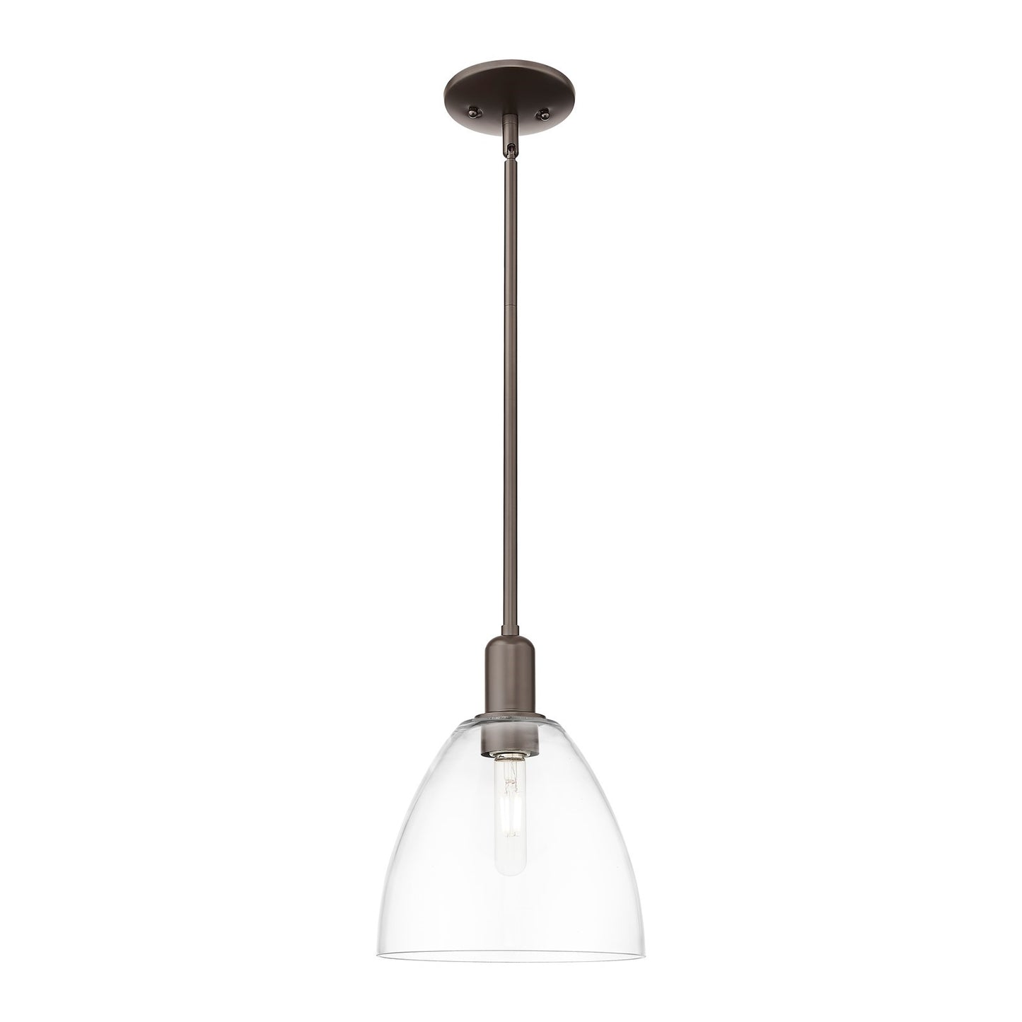 Innovations Bristol 9in 1-Light Mini Pendant | Industrial Oil Rubbed Bronze Steel and Clear Glass | Kitchen Island & Dining Room | Model 716-1S-OB-GBD-92