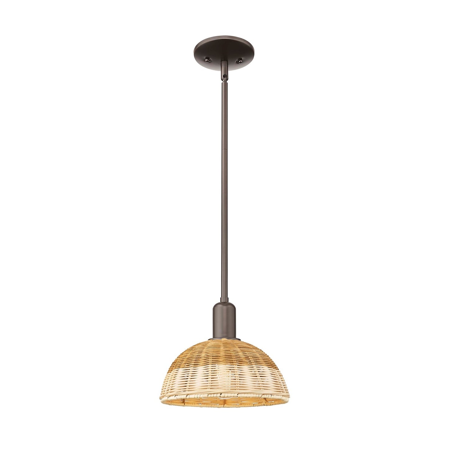 Innovations Natural Ballston Dome 9in 1-Light Mini Pendant | Farmhouse Oil Rubbed Bronze and Natural Fiber Basketweave | Model 716-1S-OB-NBD2-9-NAT