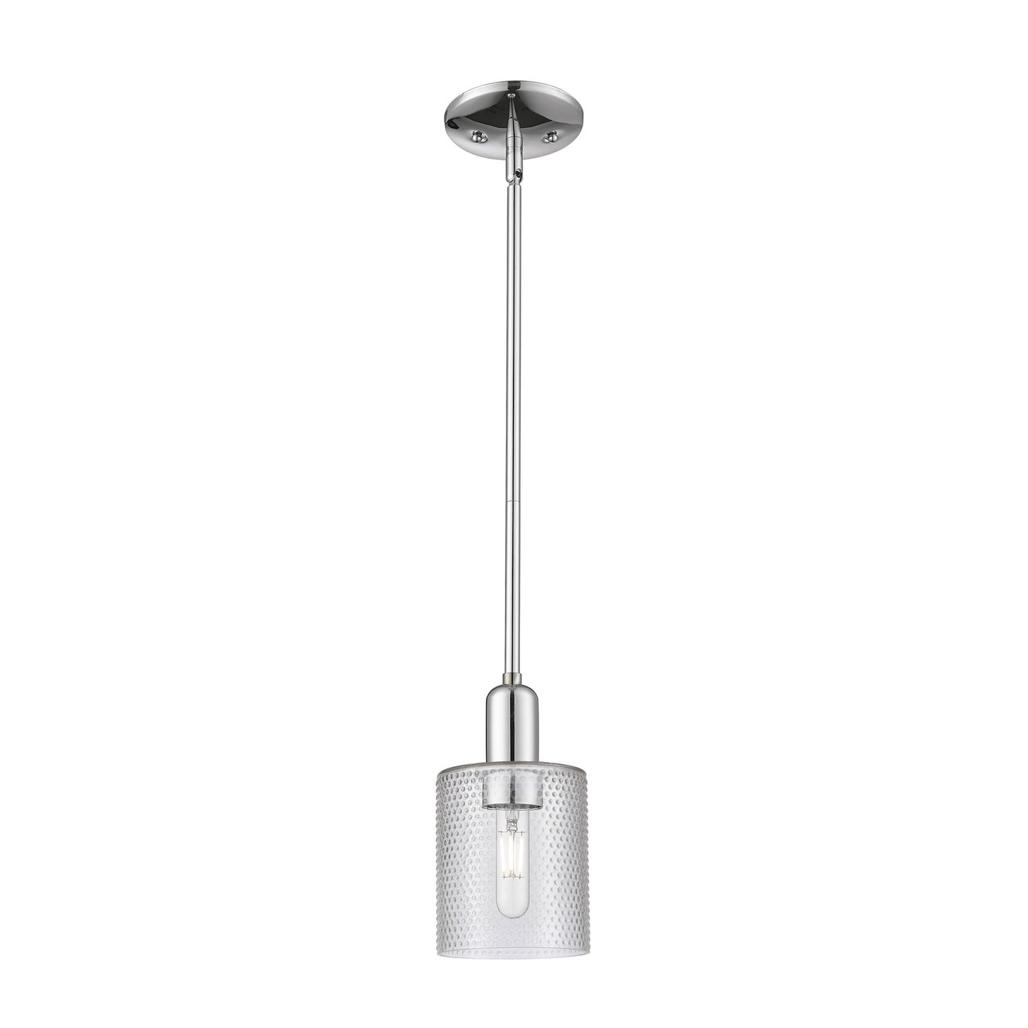 Innovations Cobbleskill 5in 1-Light Mini Pendant | Industrial Polished Chrome Steel and Clear Glass | Kitchen Island & Dining Room | Model 716-1S-PC-G112