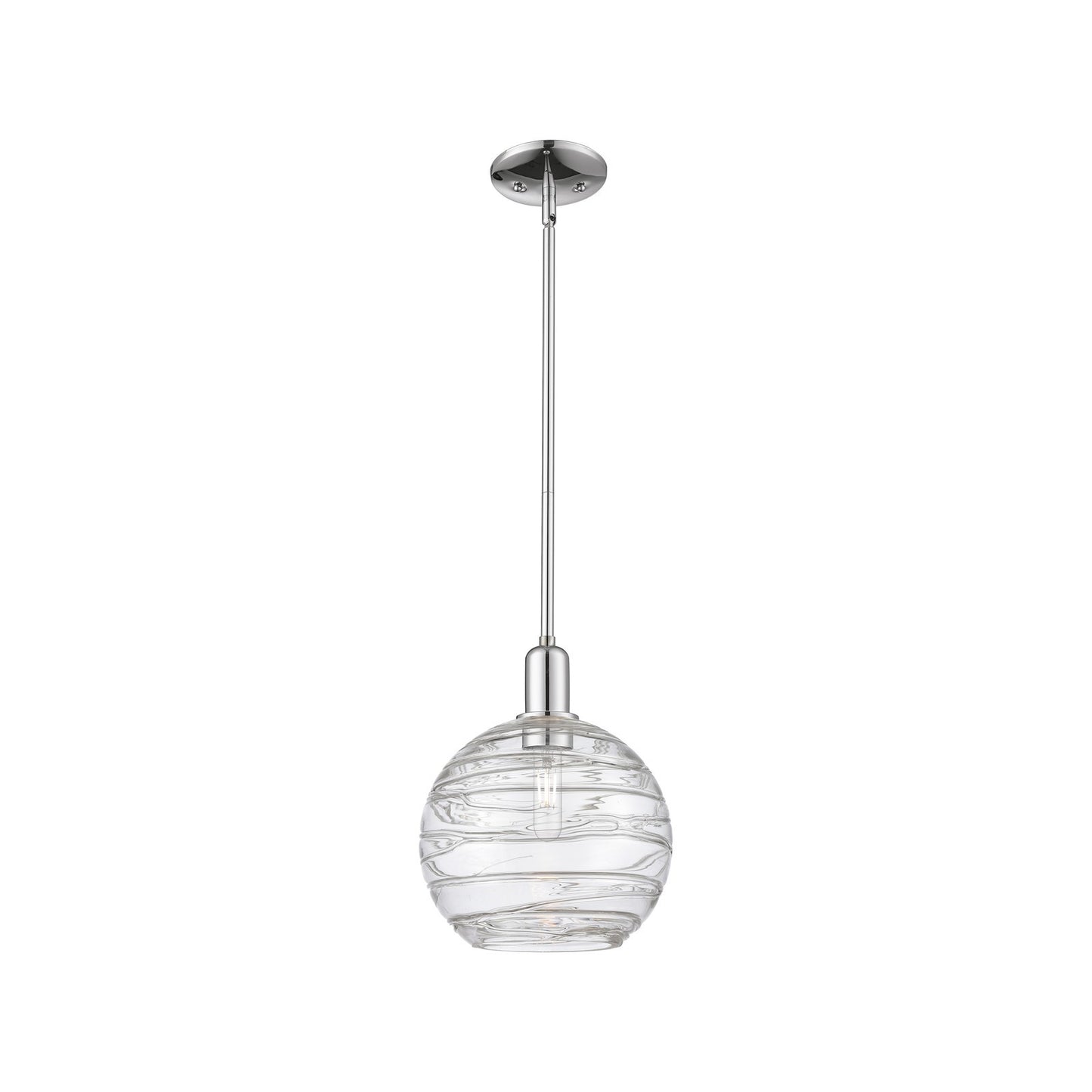 Innovations Athens Deco Swirl 10in 1-Light Mini Pendant | Industrial Polished Chrome and Clear Deco Swirl Glass | Kitchen | Model 716-1S-PC-G1213-10CL