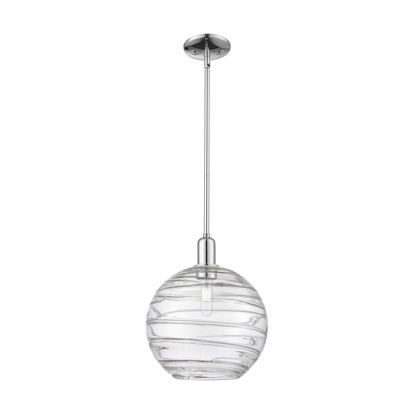 Innovations Athens Deco Swirl 12in 1-Light Mini Pendant | Industrial Polished Chrome Steel and Clear Glass | Kitchen Island & | Model 716-1S-PC-G1213-12CL