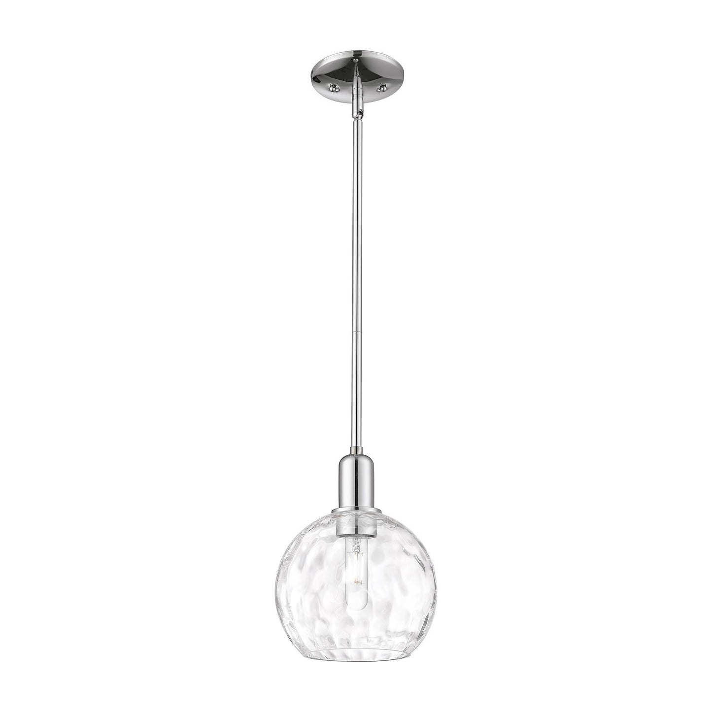 Innovations Athens Water Glass 8in 1-Light Mini Pendant | Industrial Polished Chrome and Clear Water Glass | Kitchen Island & | Model 716-1S-PC-G1215-8