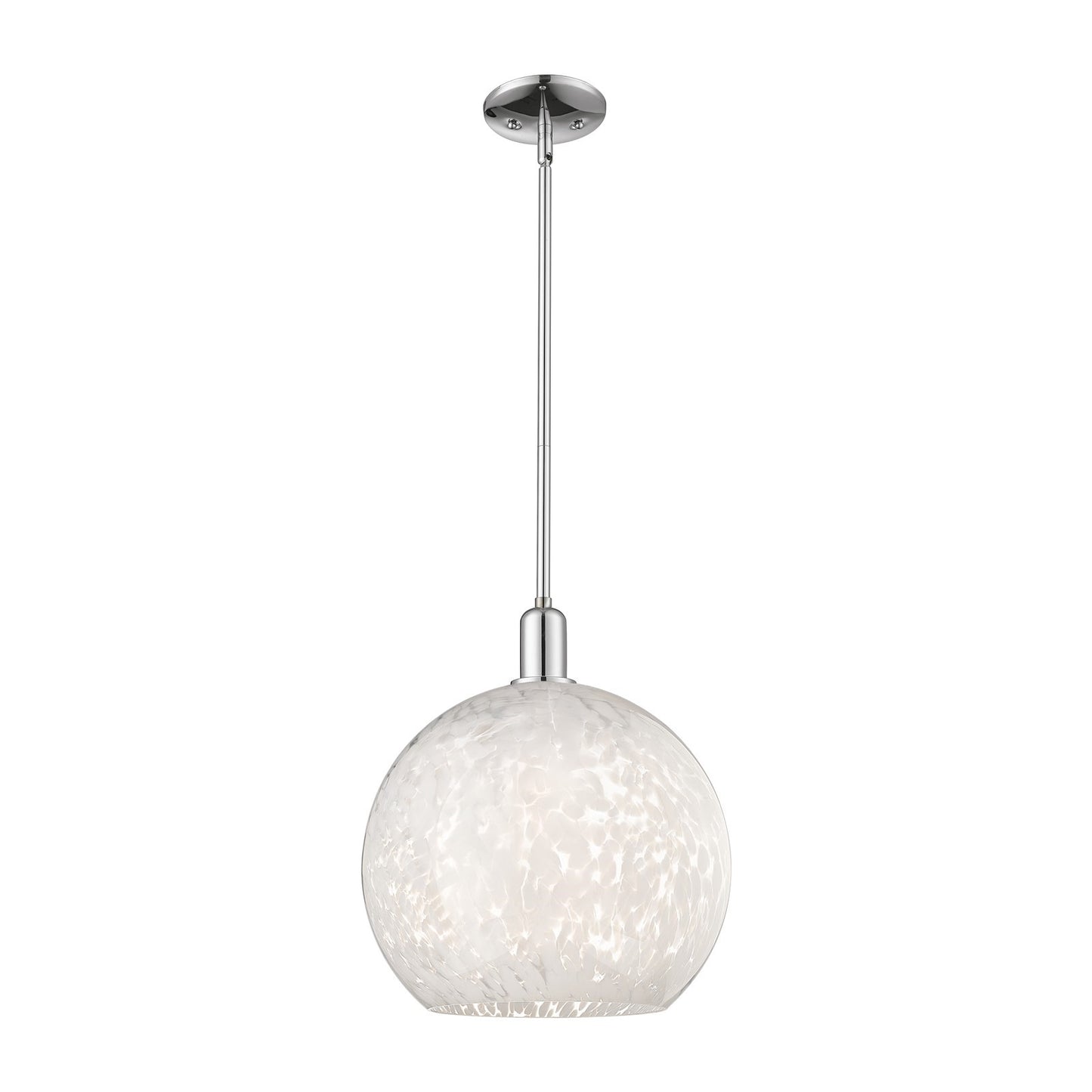 Innovations Lighting White Mouchette 14in 1-Light Mini Pendant | Industrial Polished Chrome and White Glass | Kitchen Island | Model 716-1S-PC-G1216-14WM
