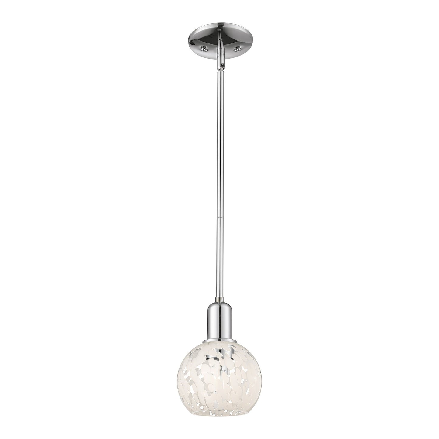 Innovations Lighting White Mouchette 6in 1-Light Mini Pendant | Industrial Polished Chrome and White Mouchette Glass | Kitchen | Model 716-1S-PC-G1216-6WM