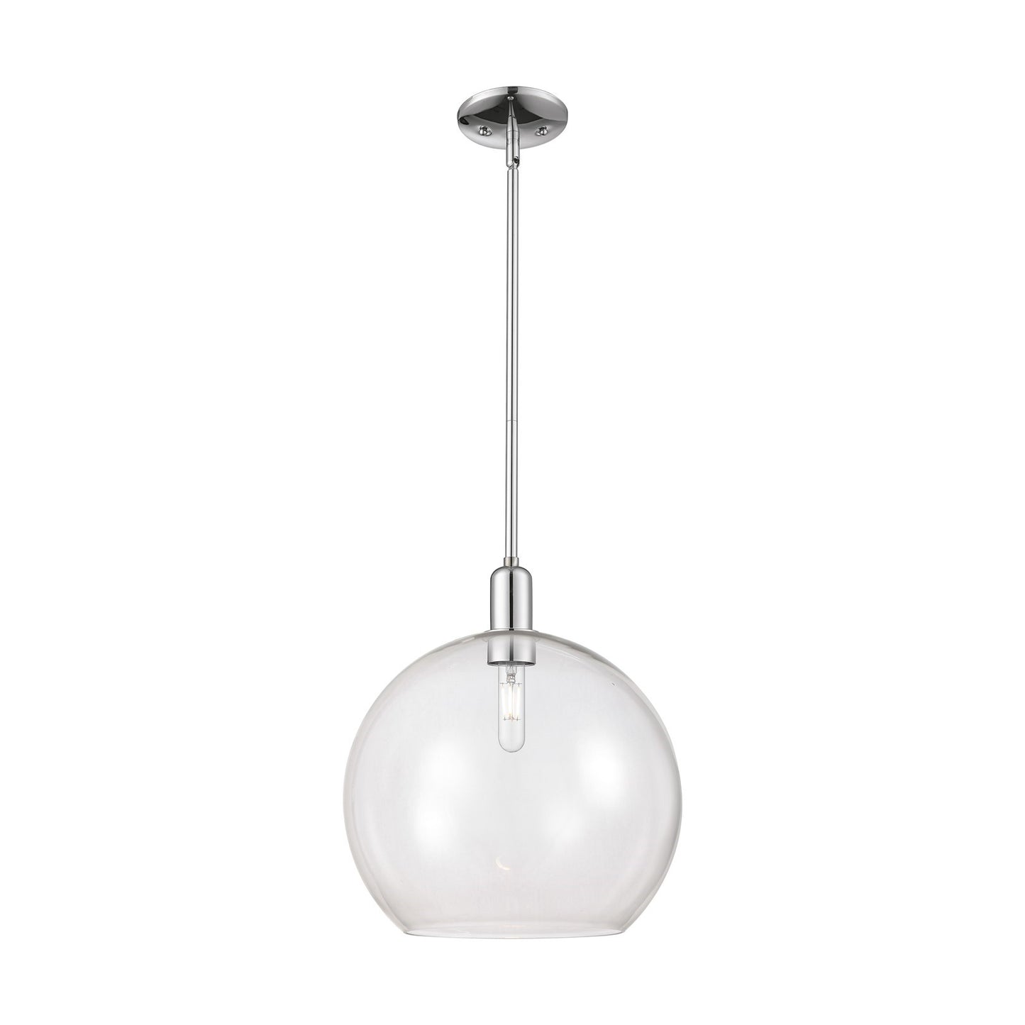 Innovations Athens 14in 1-Light Mini Pendant | Industrial Polished Chrome Steel and Clear Glass | Kitchen Island & Dining Room | Model 716-1S-PC-G122-14
