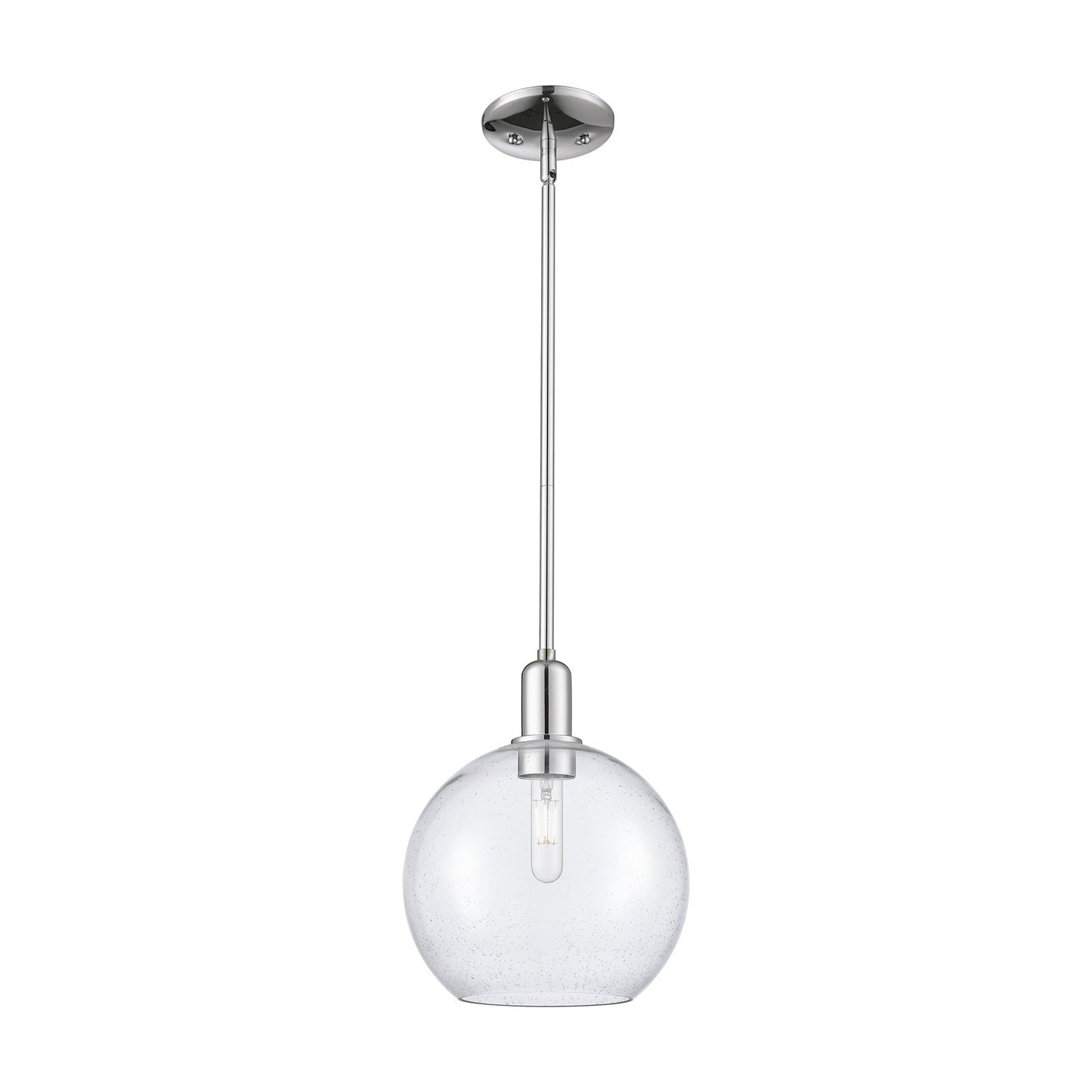 Innovations Athens 10in 1-Light Mini Pendant | Industrial Polished Chrome Steel and Seedy Glass | Kitchen Island & Dining Room | Model 716-1S-PC-G124-10