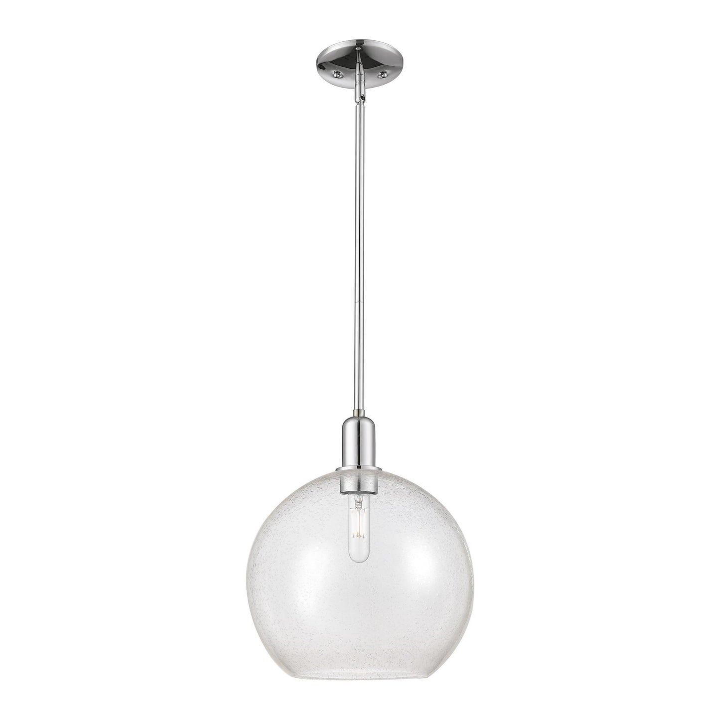 Innovations Athens 12in 1-Light Mini Pendant | Industrial Polished Chrome Steel and Seedy Glass | Kitchen Island & Dining Room | Model 716-1S-PC-G124-12