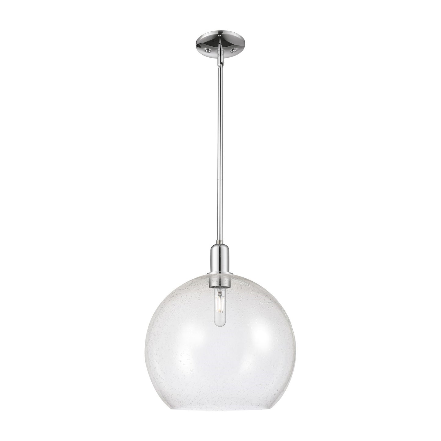 Innovations Athens 14in 1-Light Mini Pendant | Industrial Polished Chrome Steel and Seedy Glass | Kitchen Island & Dining Room | Model 716-1S-PC-G124-14
